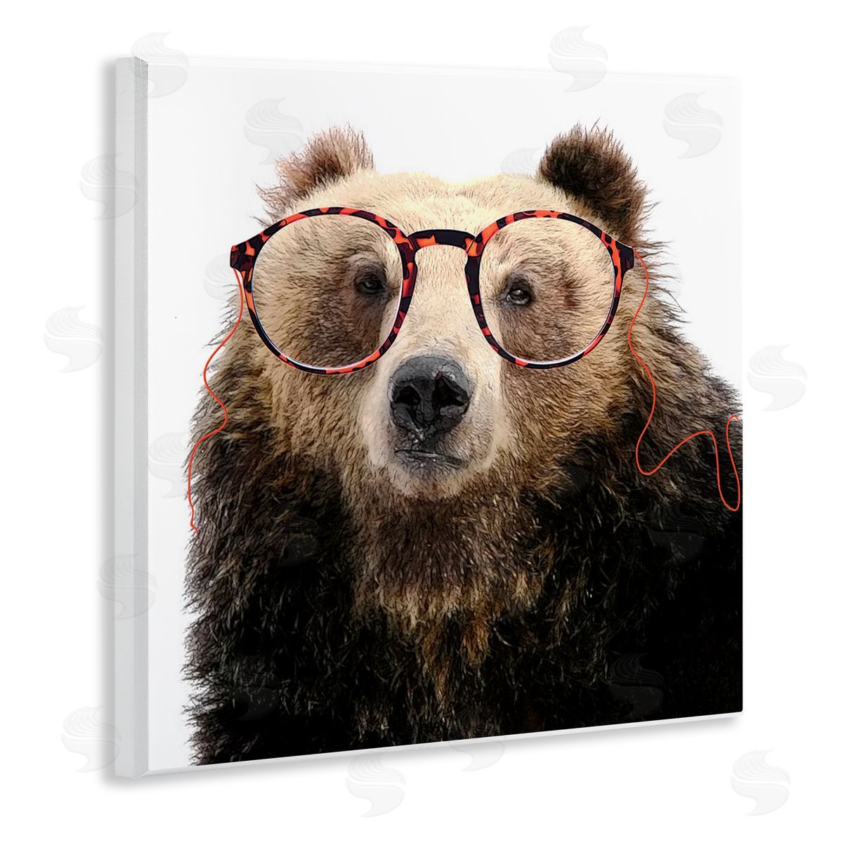 Karen Smith Funny Grizzly Bear Wearing Glasses Wooden Wall Plaque Art Print