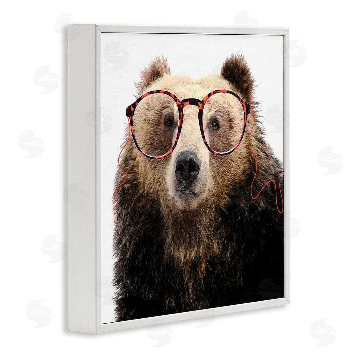 Karen Smith Funny Grizzly Bear Wearing Glasses White Framed Glicee Wall Art Print