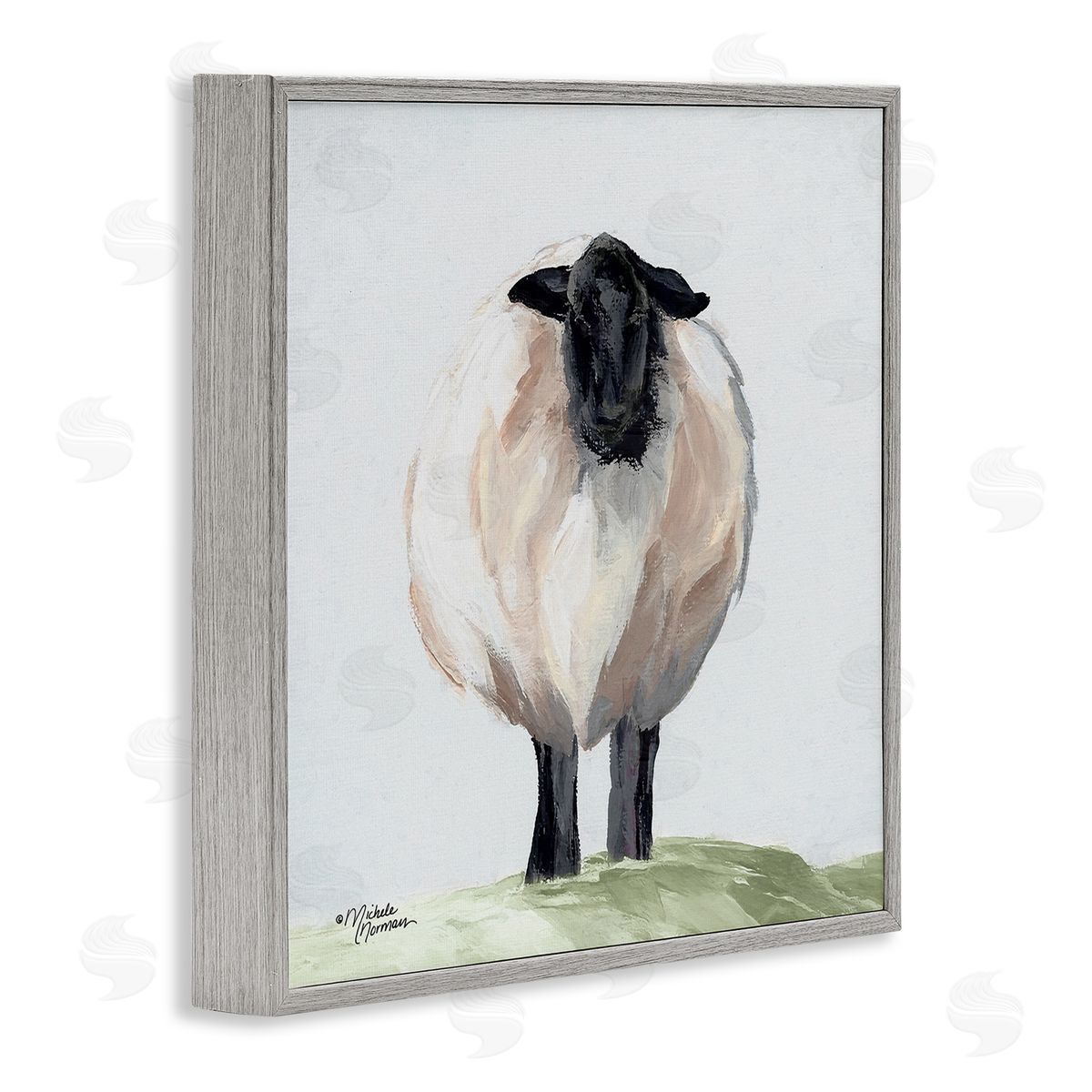 Michele Norman Farmhouse Fuzzy Sheep Portrait Gray Framed Glicee Wall Art Print