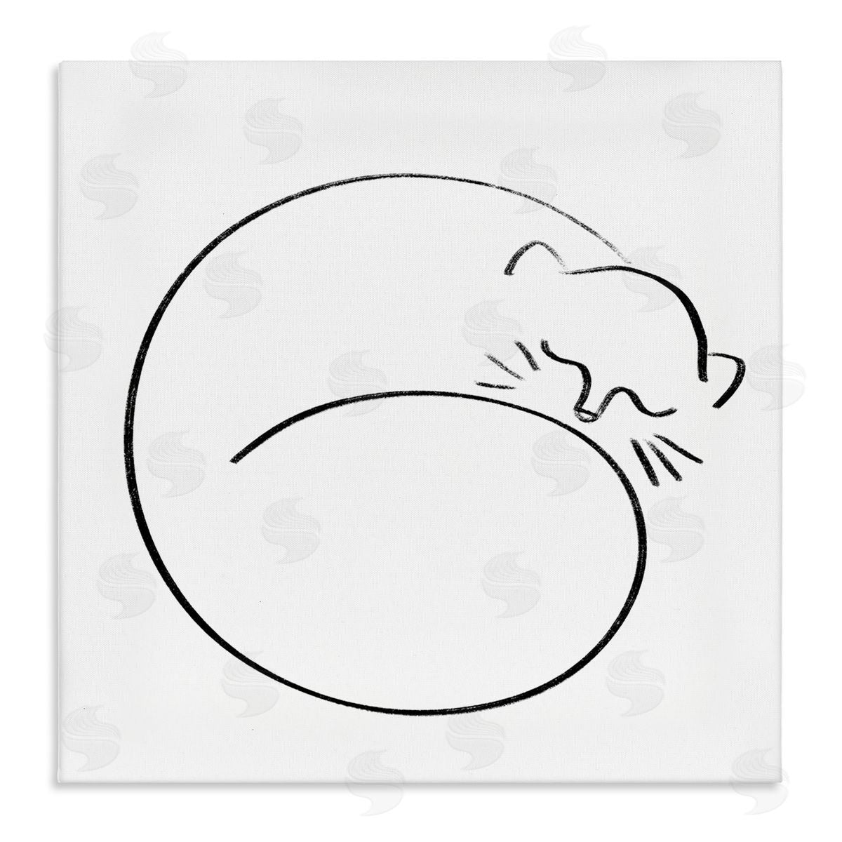 Stupell Studio Minimal Cat Line Doodle  Stretched Canvas Wall Art Print