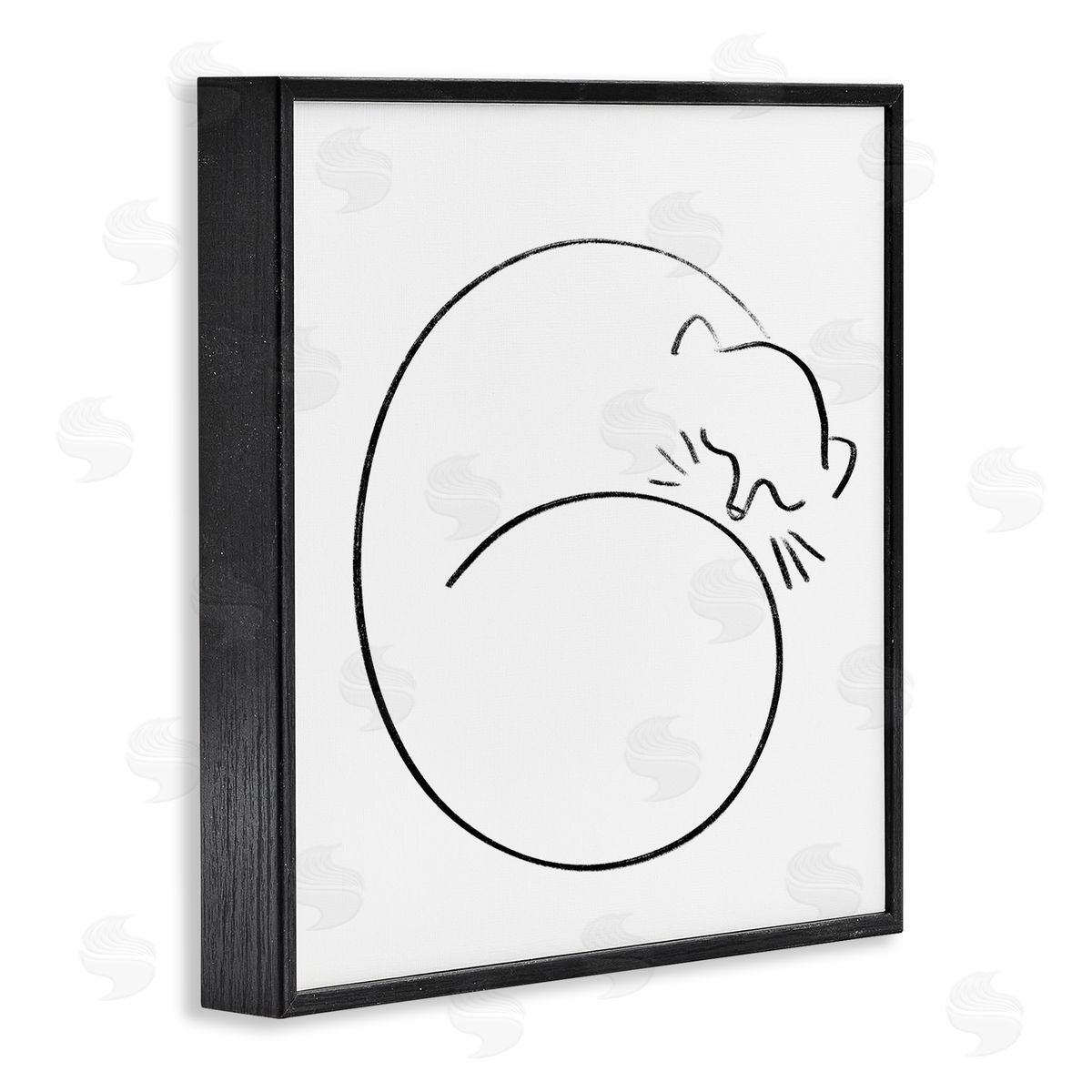 Stupell Studio Minimal Cat Line Doodle  Black Framed Glicee Wall Art Print