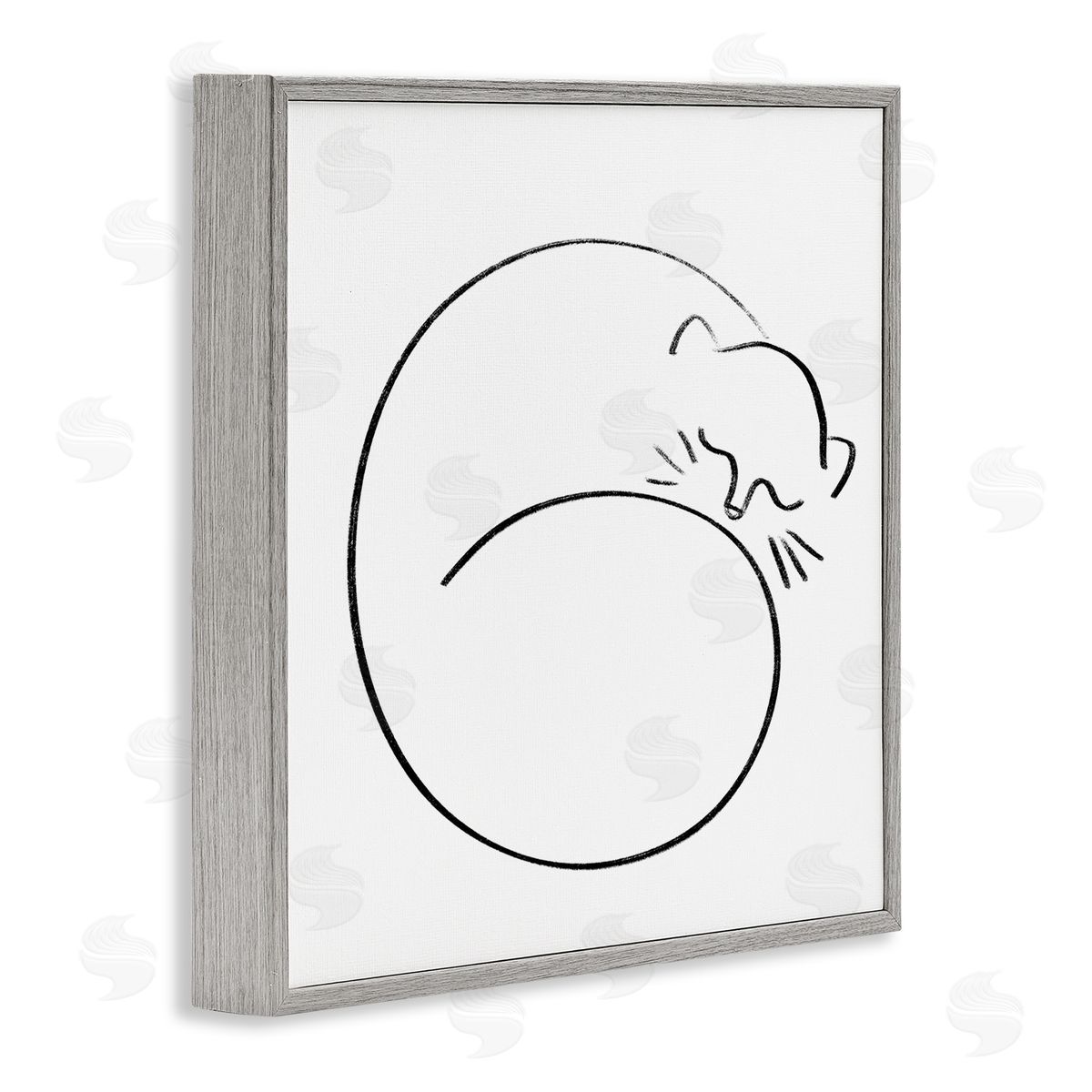 Stupell Studio Minimal Cat Line Doodle  Gray Framed Glicee Wall Art Print