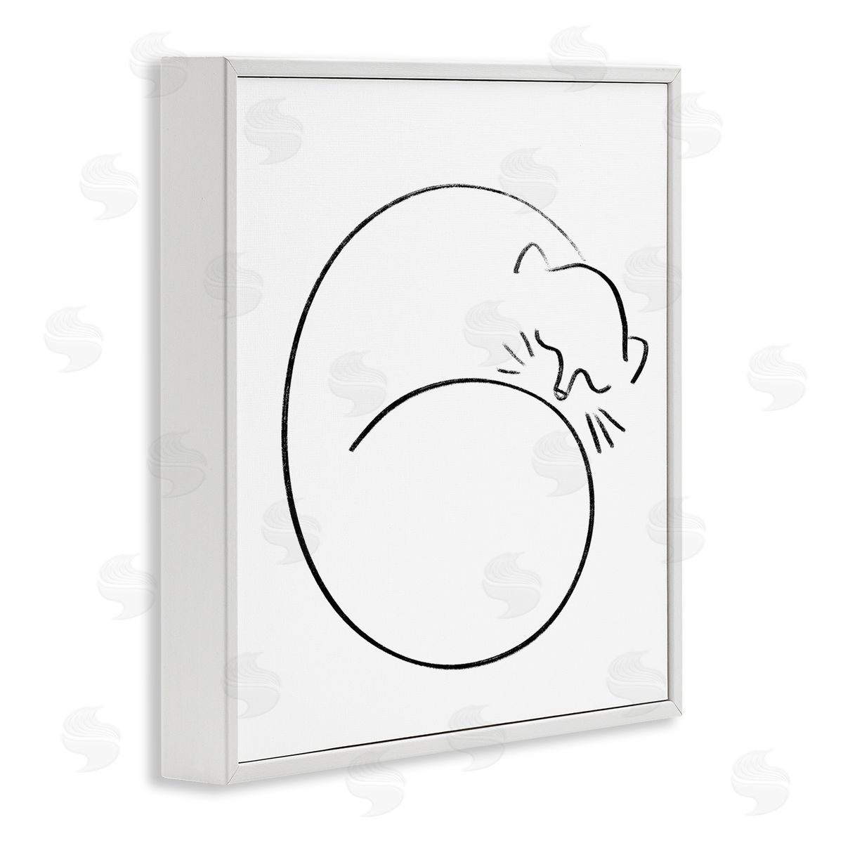 Stupell Studio Minimal Cat Line Doodle  White Framed Glicee Wall Art Print