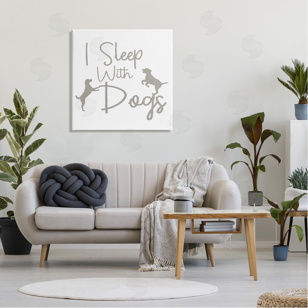 Stupell Studio I Sleep With Dogs Funny Pet Phrase Canvas Wall Art in Room