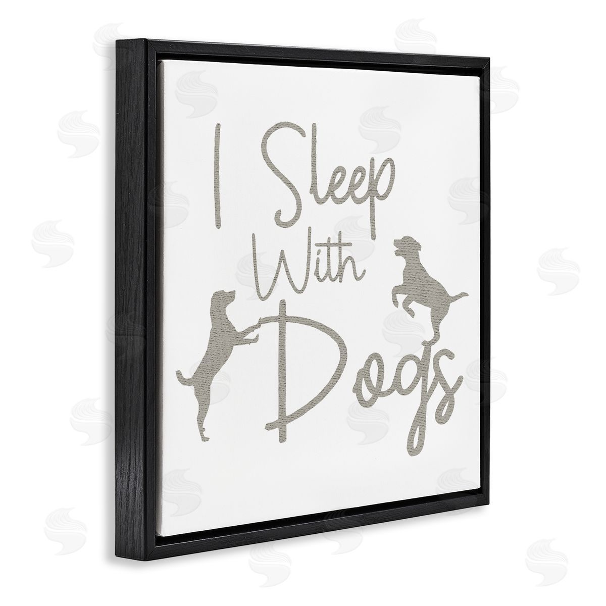 Stupell Studio I Sleep With Dogs Funny Pet Phrase Black Floating Frame Canvas Wall Art Print