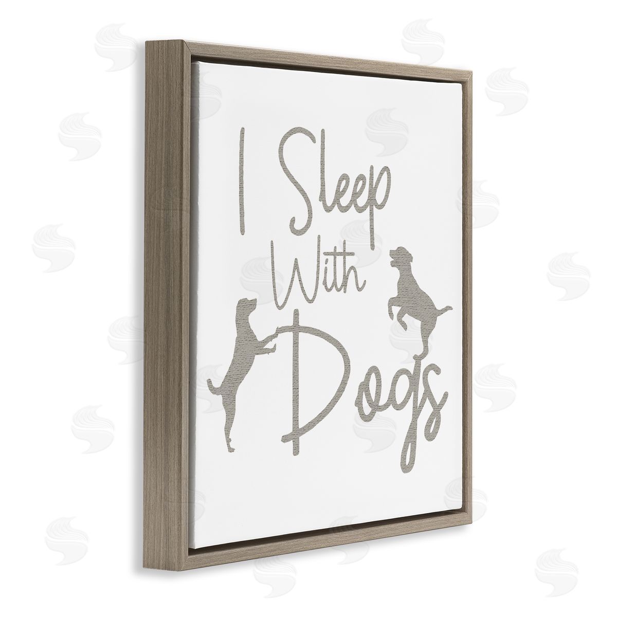 Stupell Studio I Sleep With Dogs Funny Pet Phrase Brown Floating Frame Canvas Wall Art Print