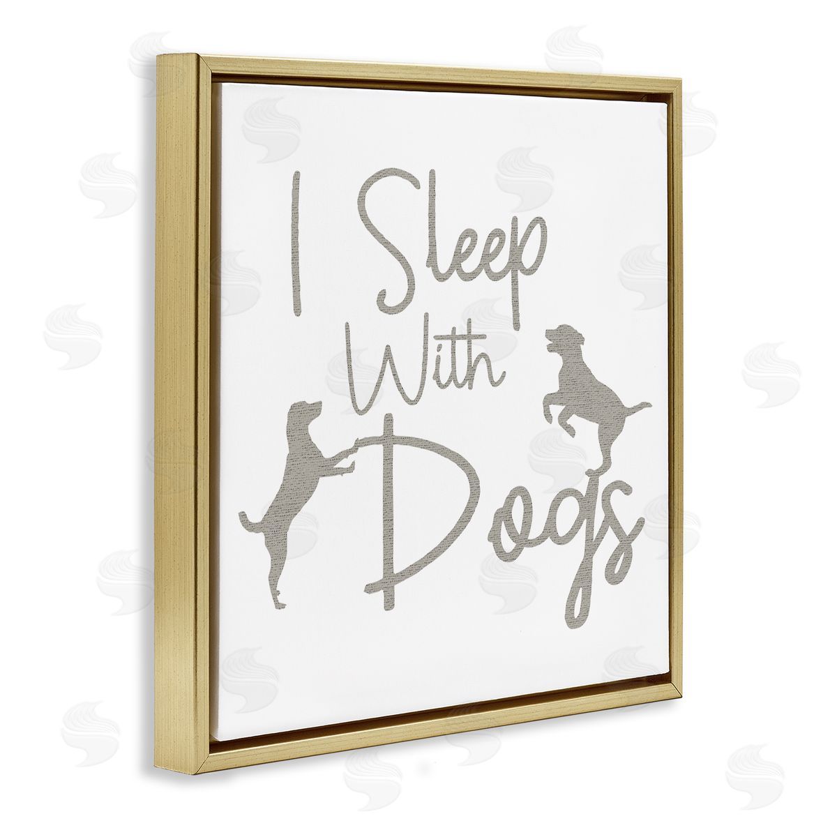 Stupell Studio I Sleep With Dogs Funny Pet Phrase Gold Floating Frame Canvas Wall Art Print