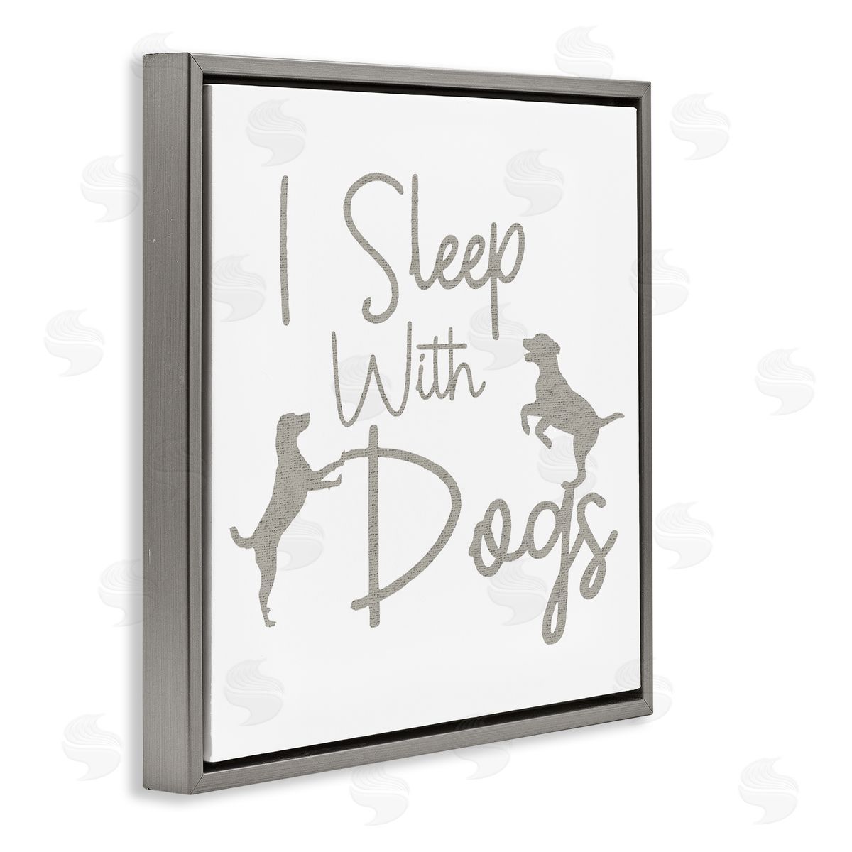 Stupell Studio I Sleep With Dogs Funny Pet Phrase Gray Floating Frame Canvas Wall Art Print