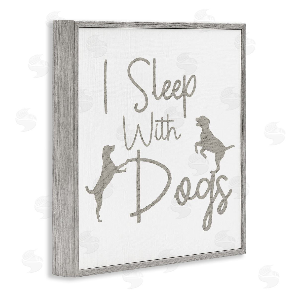 Stupell Studio I Sleep With Dogs Funny Pet Phrase Gray Framed Glicee Wall Art Print