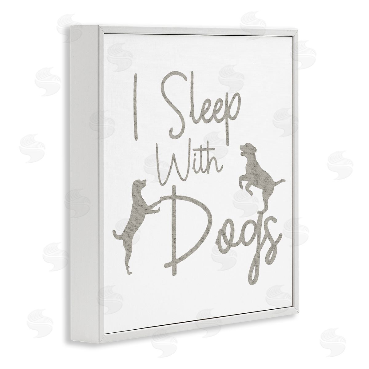 Stupell Studio I Sleep With Dogs Funny Pet Phrase White Framed Glicee Wall Art Print