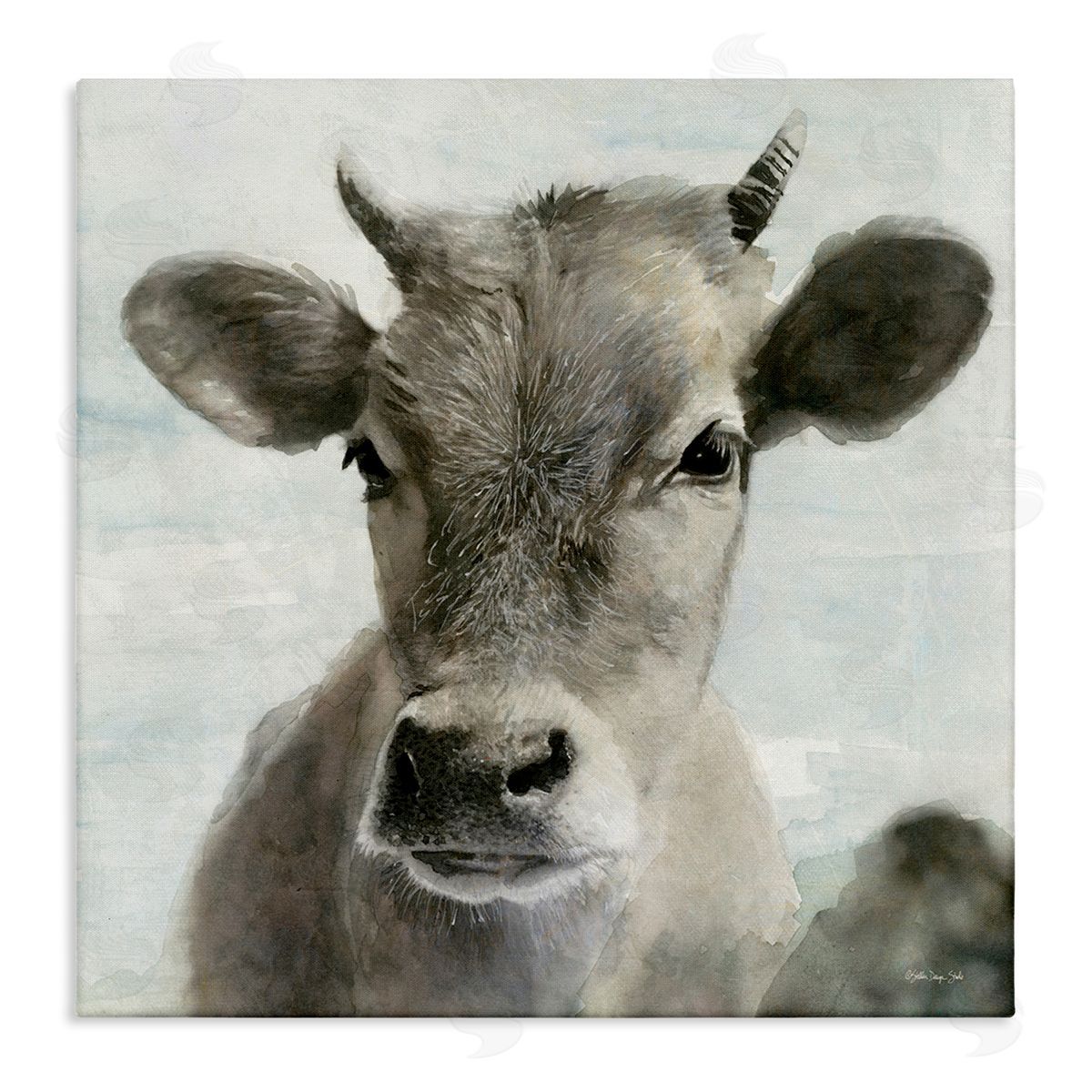 Stellar Design Studio Country Calf Farmhouse Portrait Stretched Canvas Wall Art Print
