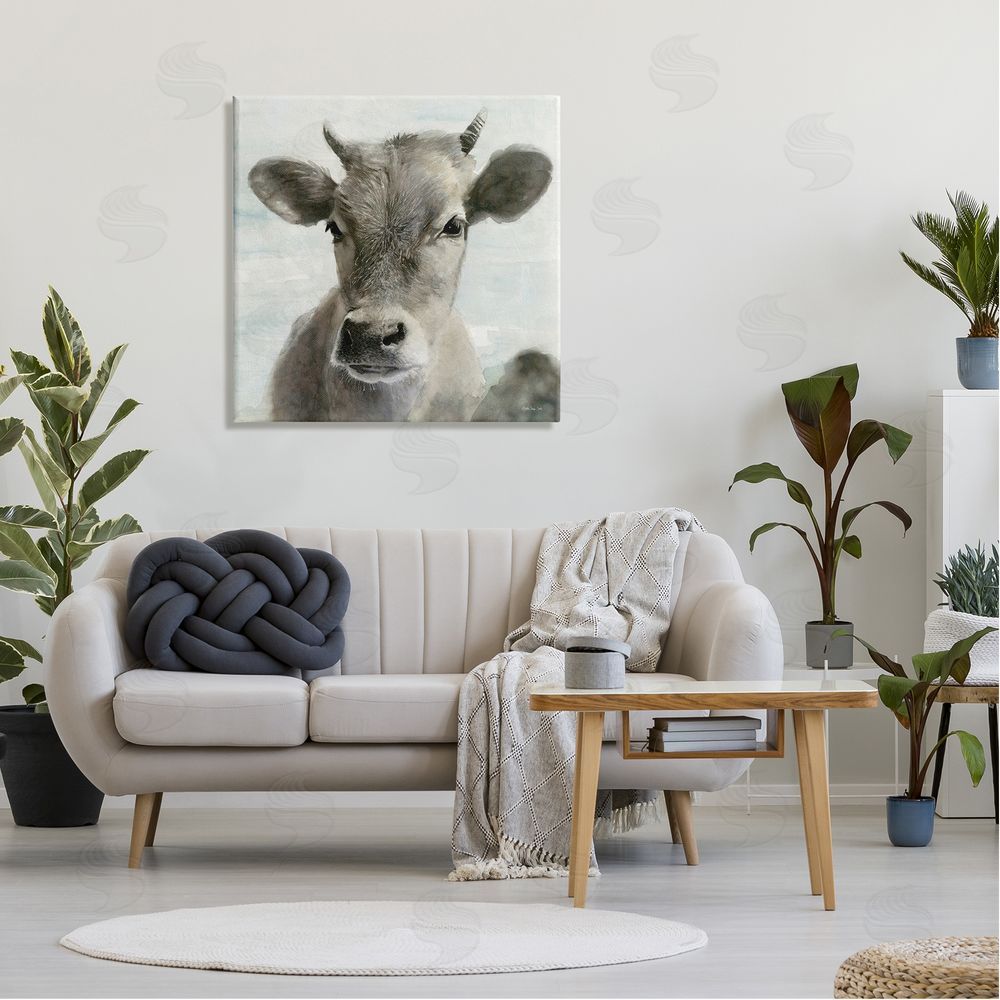 Stellar Design Studio Country Calf Farmhouse Portrait Canvas Wall Art in Room