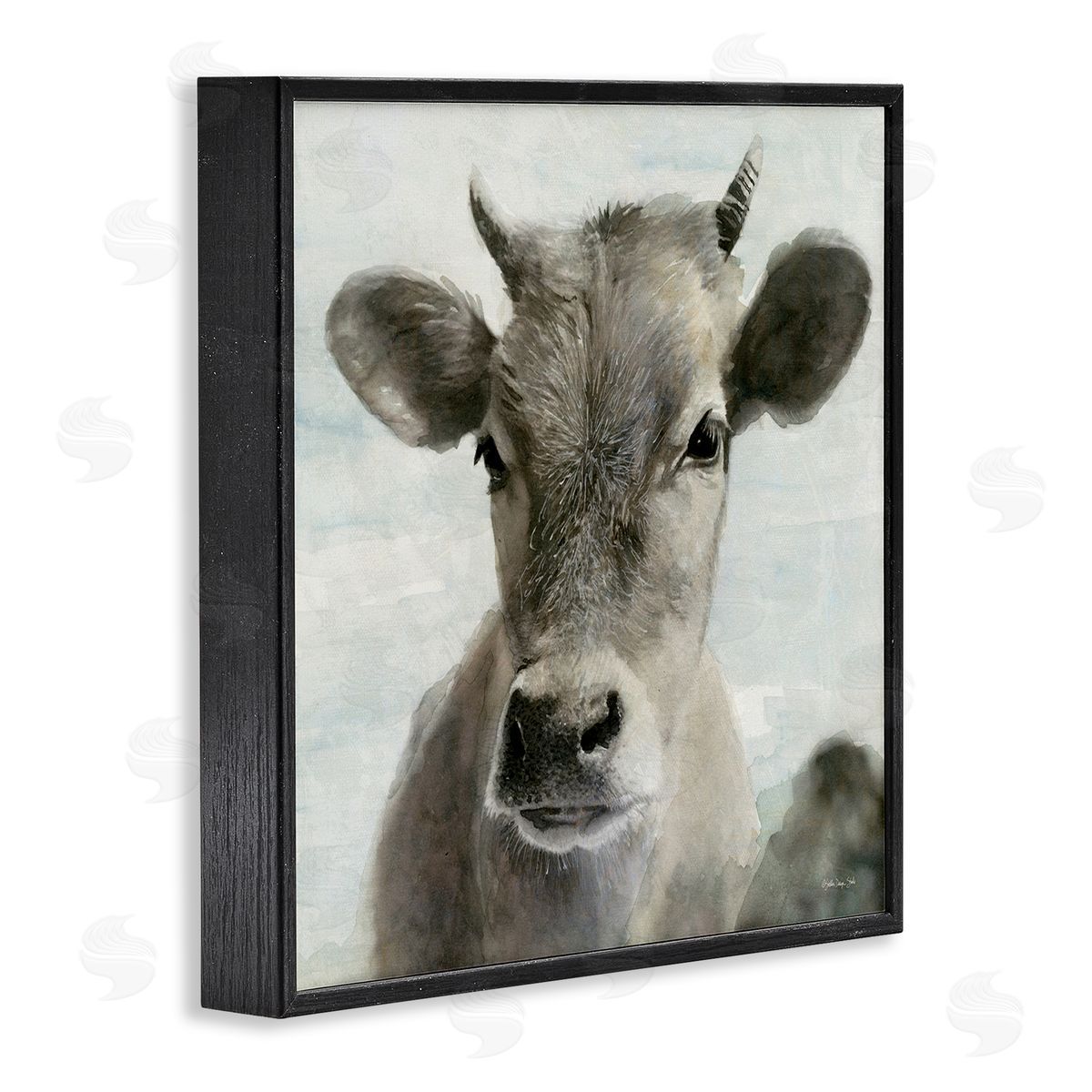 Stellar Design Studio Country Calf Farmhouse Portrait Black Framed Glicee Wall Art Print