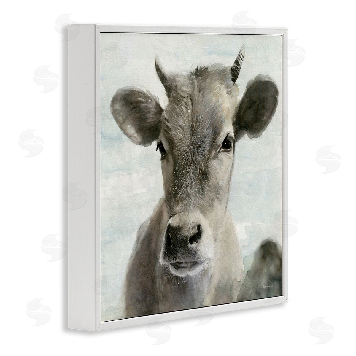 Stellar Design Studio Country Calf Farmhouse Portrait White Framed Glicee Wall Art Print