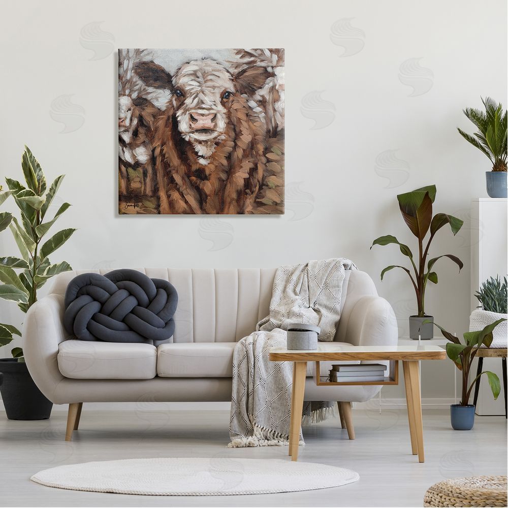 Sara G. Designs Country Cattle Traditional Painting Canvas Wall Art in Room