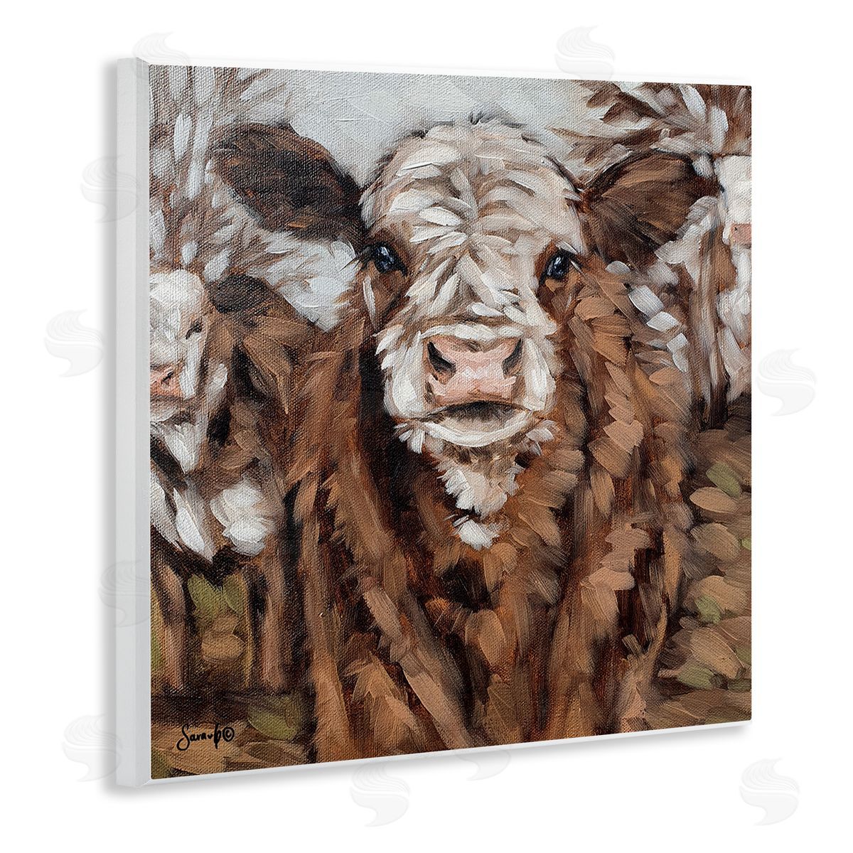 Sara G. Designs Country Cattle Traditional Painting Wooden Wall Plaque Art Print