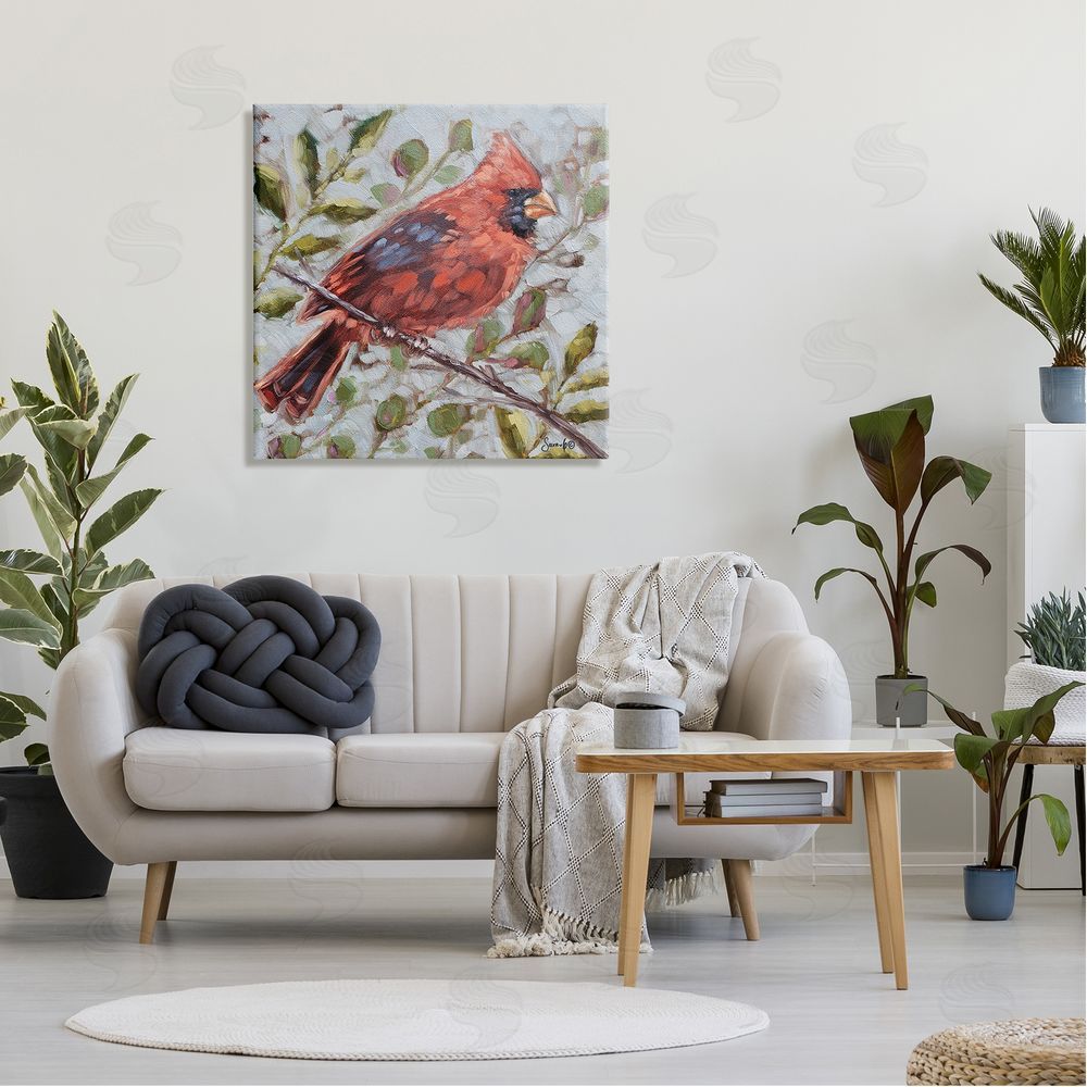 Sara G. Designs Cardinal Tree Branch Nature Canvas Wall Art in Room