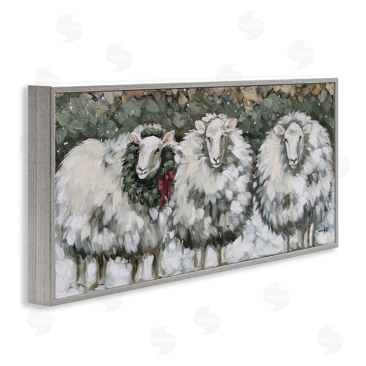 Sara G. Designs Seasonal Winter Sheep Farmhouse Snow Gray Framed Glicee Wall Art Print
