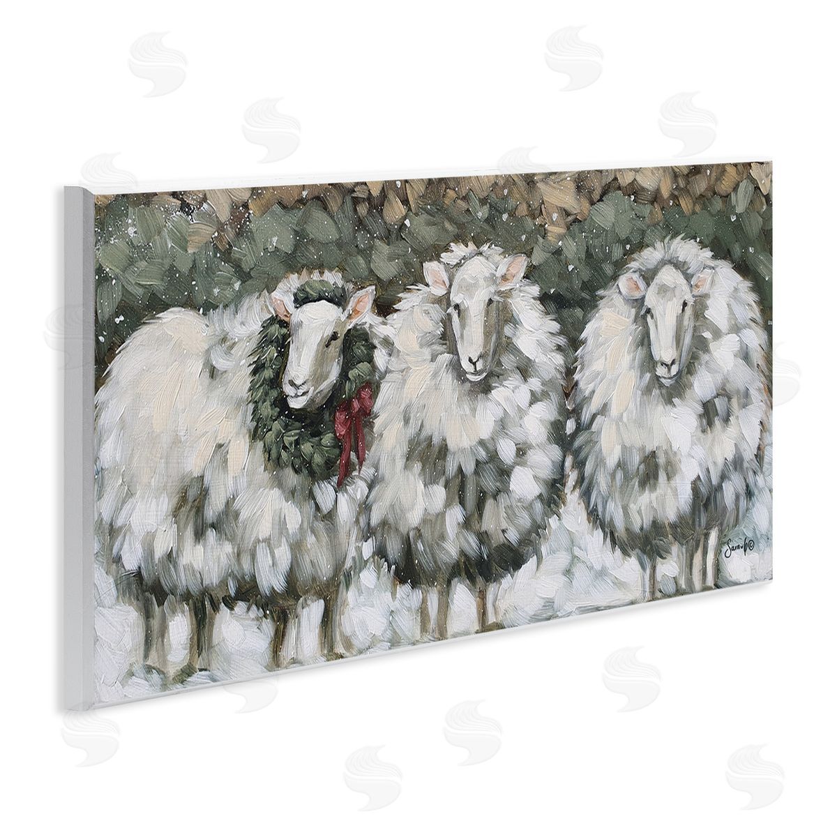 Sara G. Designs Seasonal Winter Sheep Farmhouse Snow Wooden Wall Plaque Art Print