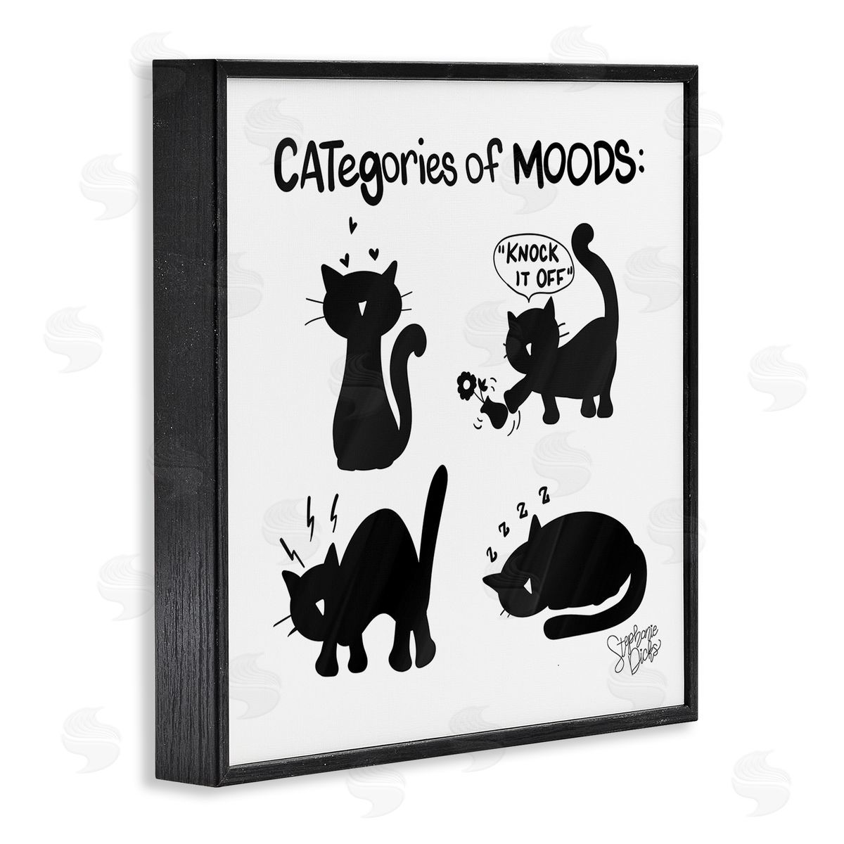 Stephanie Dicks Categories Of Moods Funny Cats Black Framed Glicee Wall Art Print