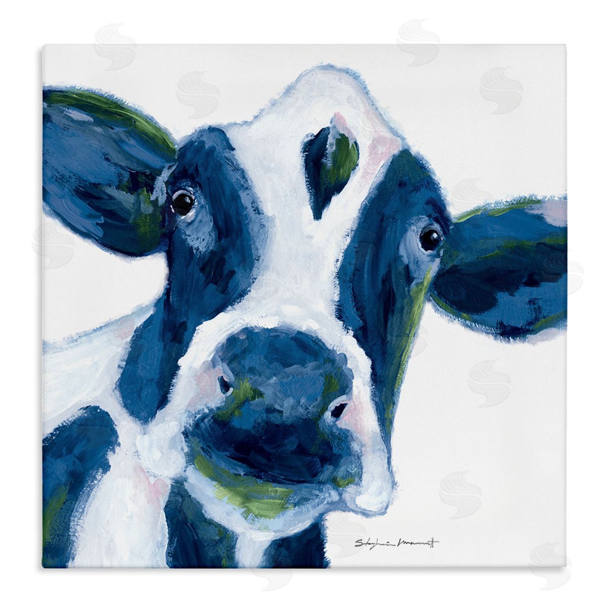 Stephanie Workman Marrott Country Cow Face Farm Animal Stretched Canvas Wall Art Print