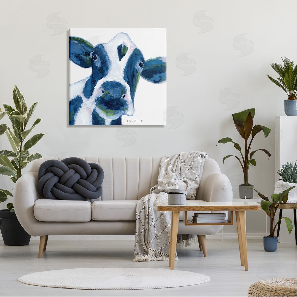 Stephanie Workman Marrott Country Cow Face Farm Animal Canvas Wall Art in Room