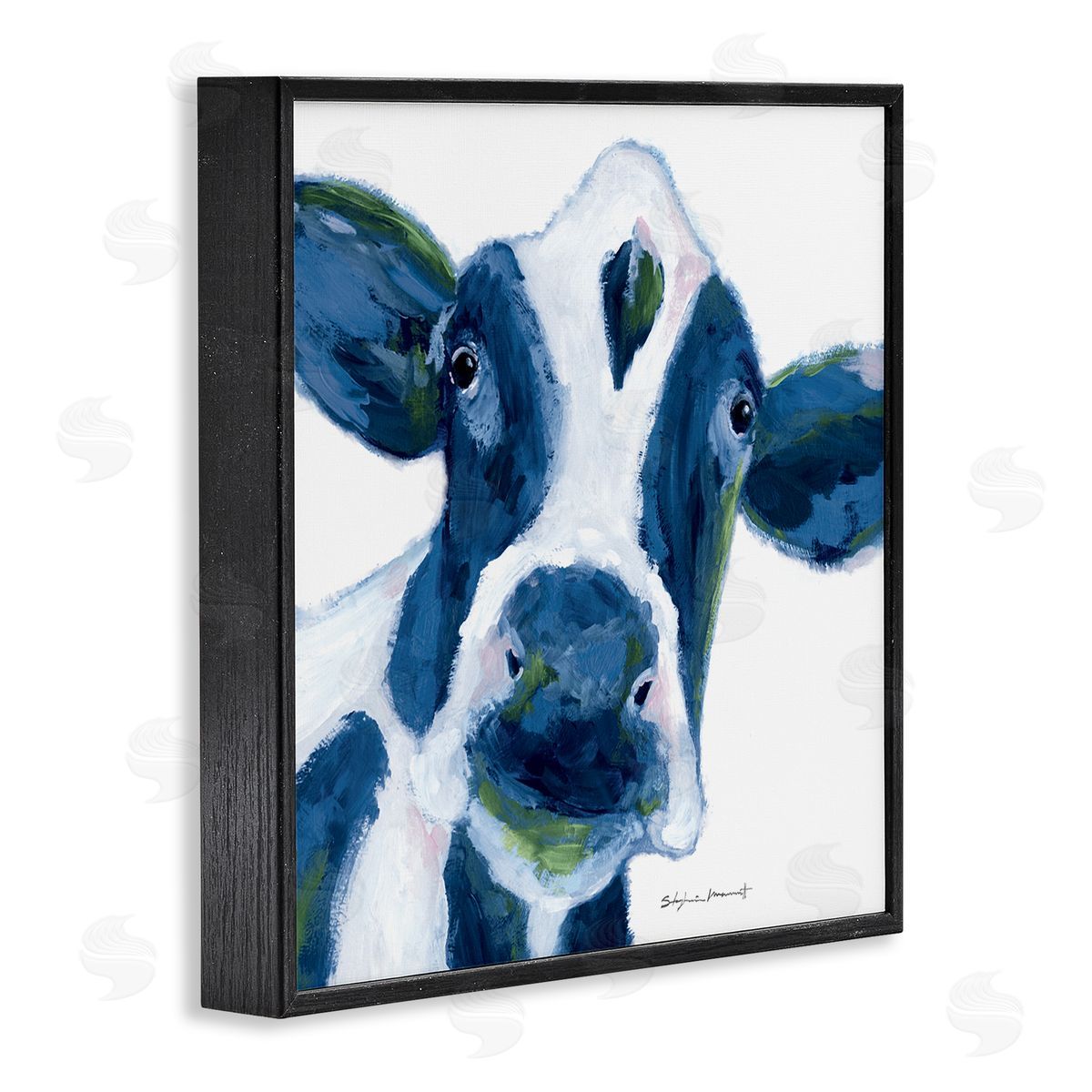 Stephanie Workman Marrott Country Cow Face Farm Animal Black Framed Glicee Wall Art Print