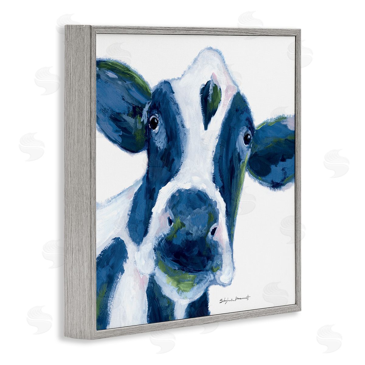 Stephanie Workman Marrott Country Cow Face Farm Animal Gray Framed Glicee Wall Art Print
