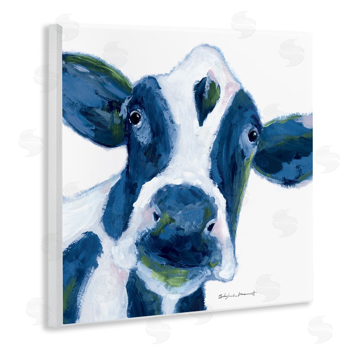 Stephanie Workman Marrott Country Cow Face Farm Animal Wooden Wall Plaque Art Print