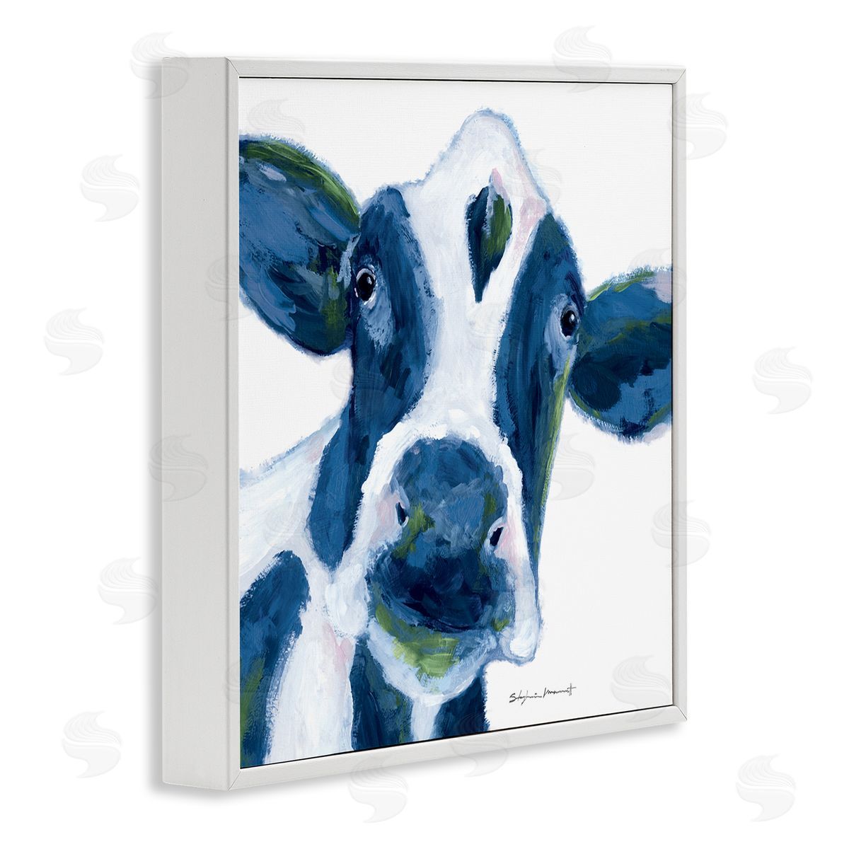 Stephanie Workman Marrott Country Cow Face Farm Animal White Framed Glicee Wall Art Print