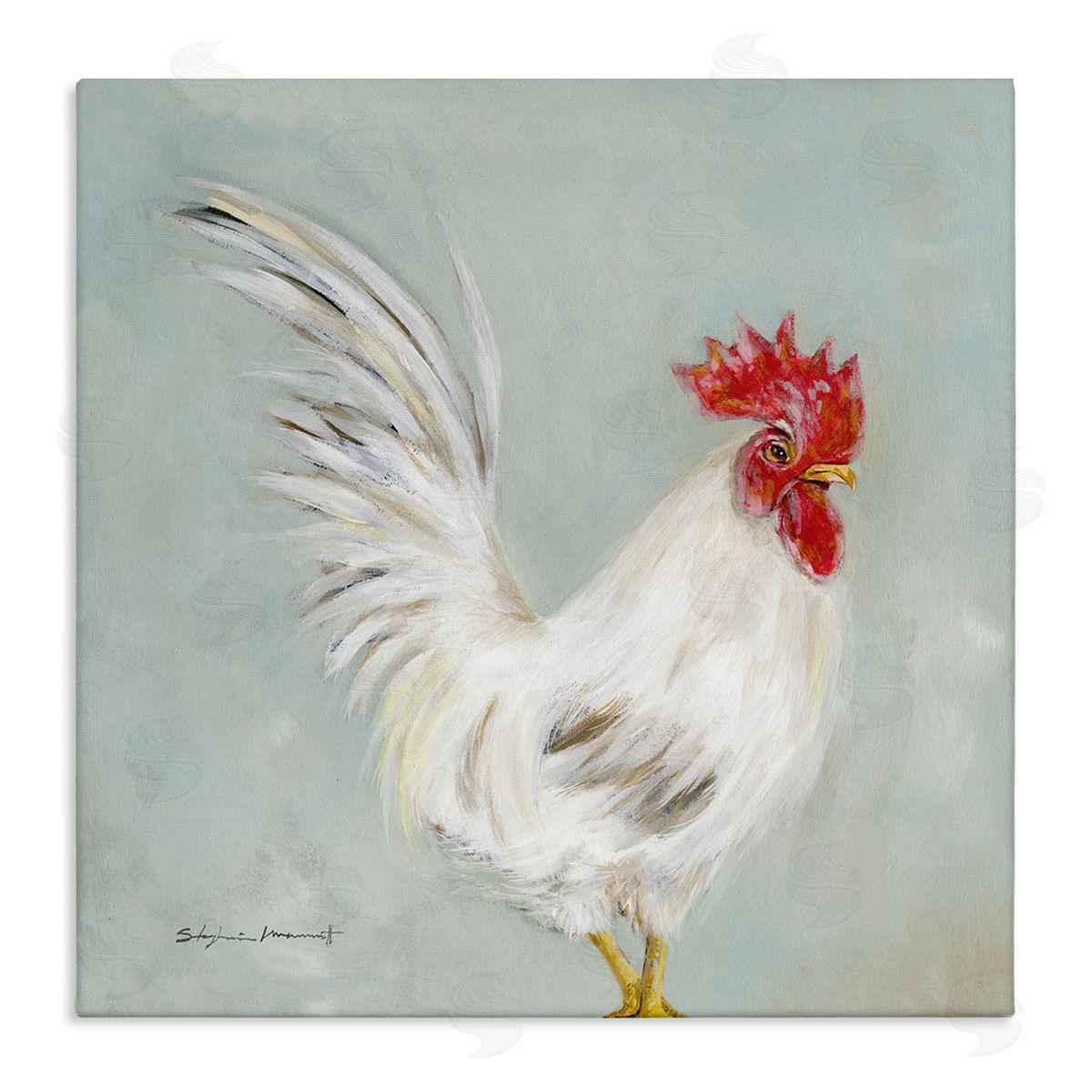 Stephanie Workman Marrott Farmhouse Rooster Chicken Animal Stretched Canvas Wall Art Print
