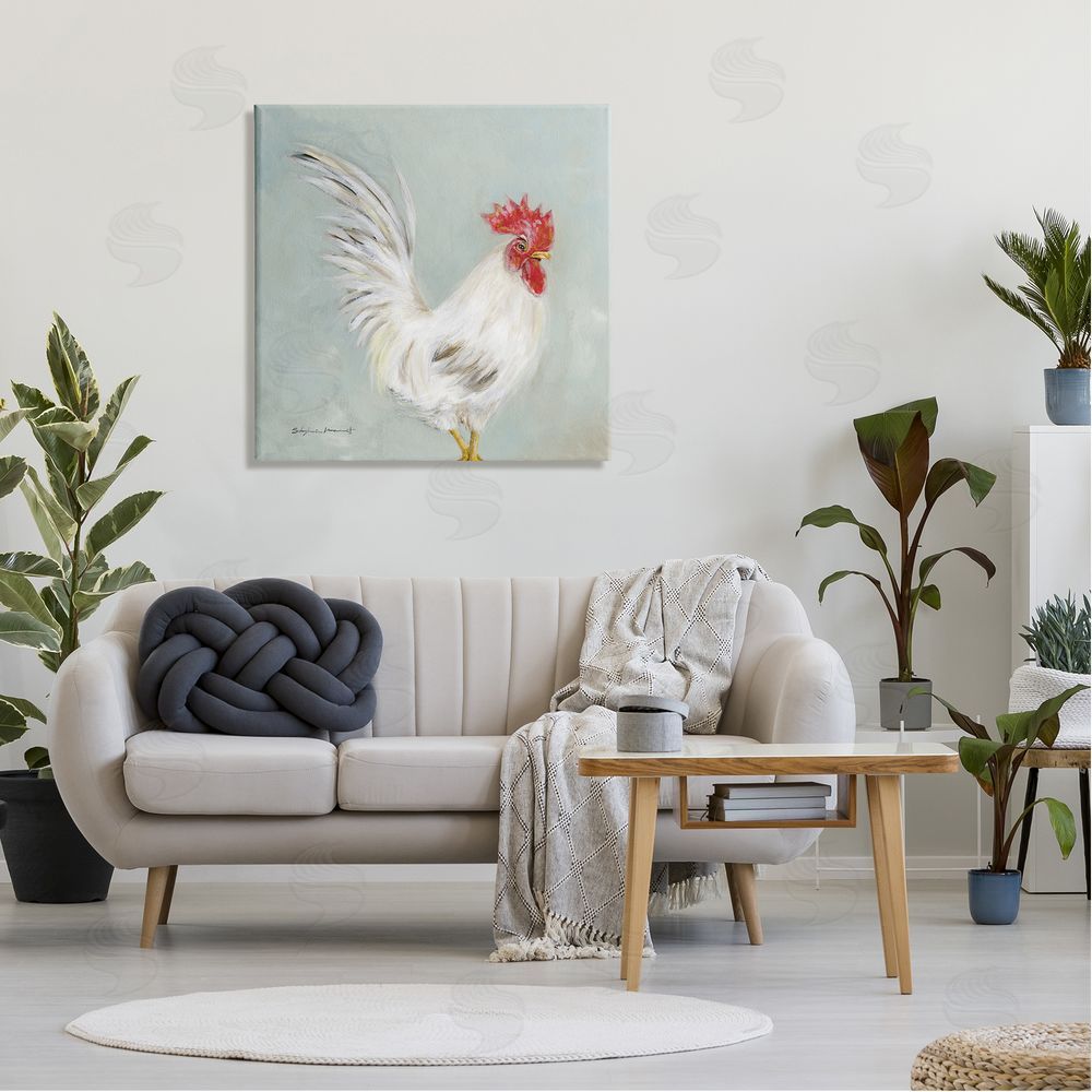Stephanie Workman Marrott Farmhouse Rooster Chicken Animal Canvas Wall Art in Room