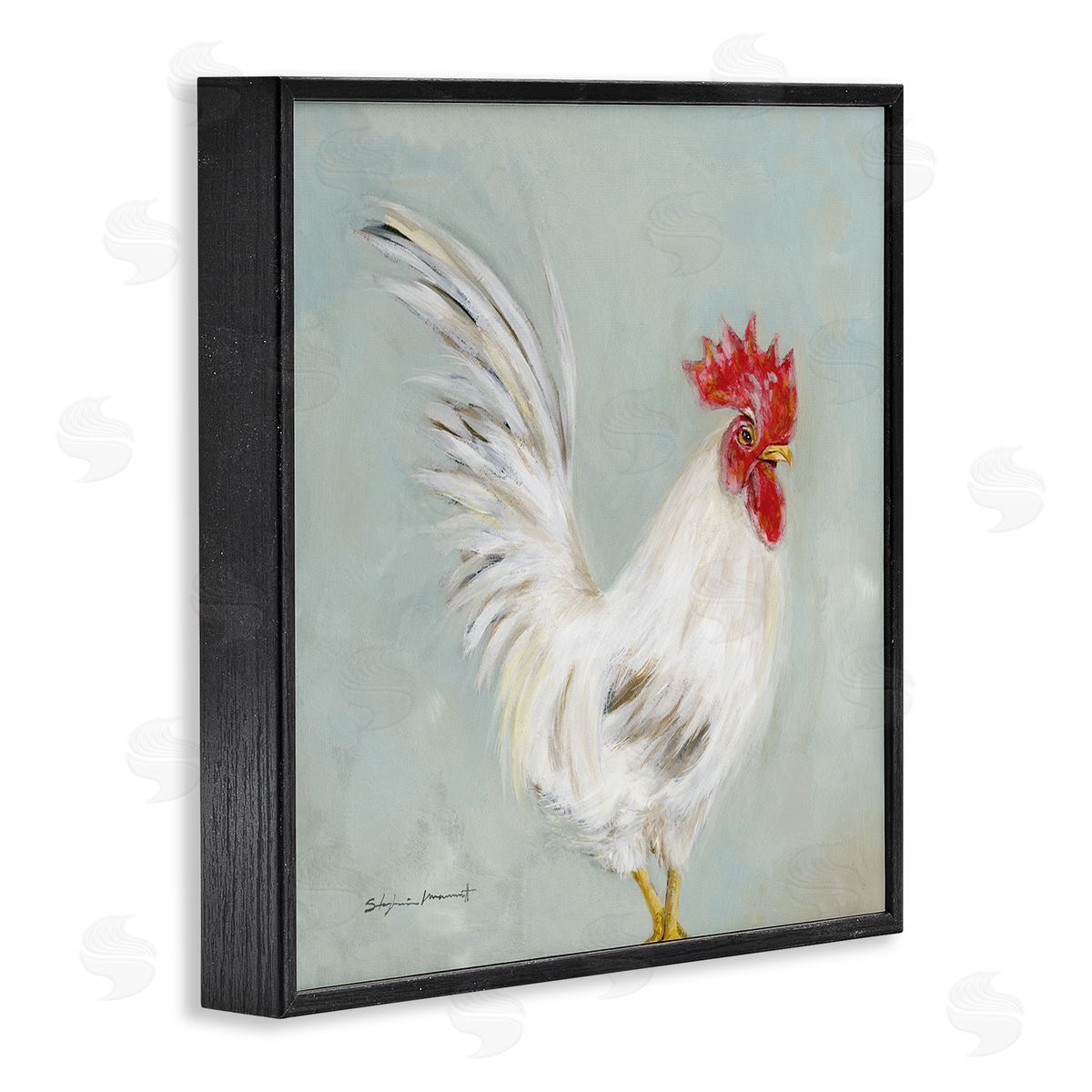 Stephanie Workman Marrott Farmhouse Rooster Chicken Animal Black Framed Glicee Wall Art Print