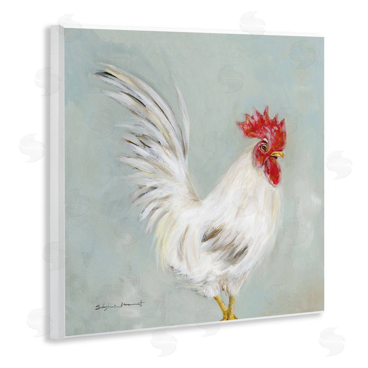 Stephanie Workman Marrott Farmhouse Rooster Chicken Animal Wooden Wall Plaque Art Print