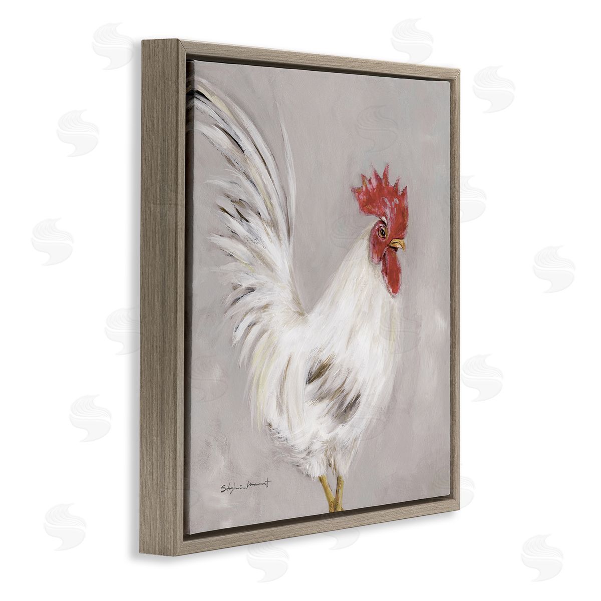 Stephanie Workman Marrott Country Chicken Hen Portrait Brown Floating Frame Canvas Wall Art Print