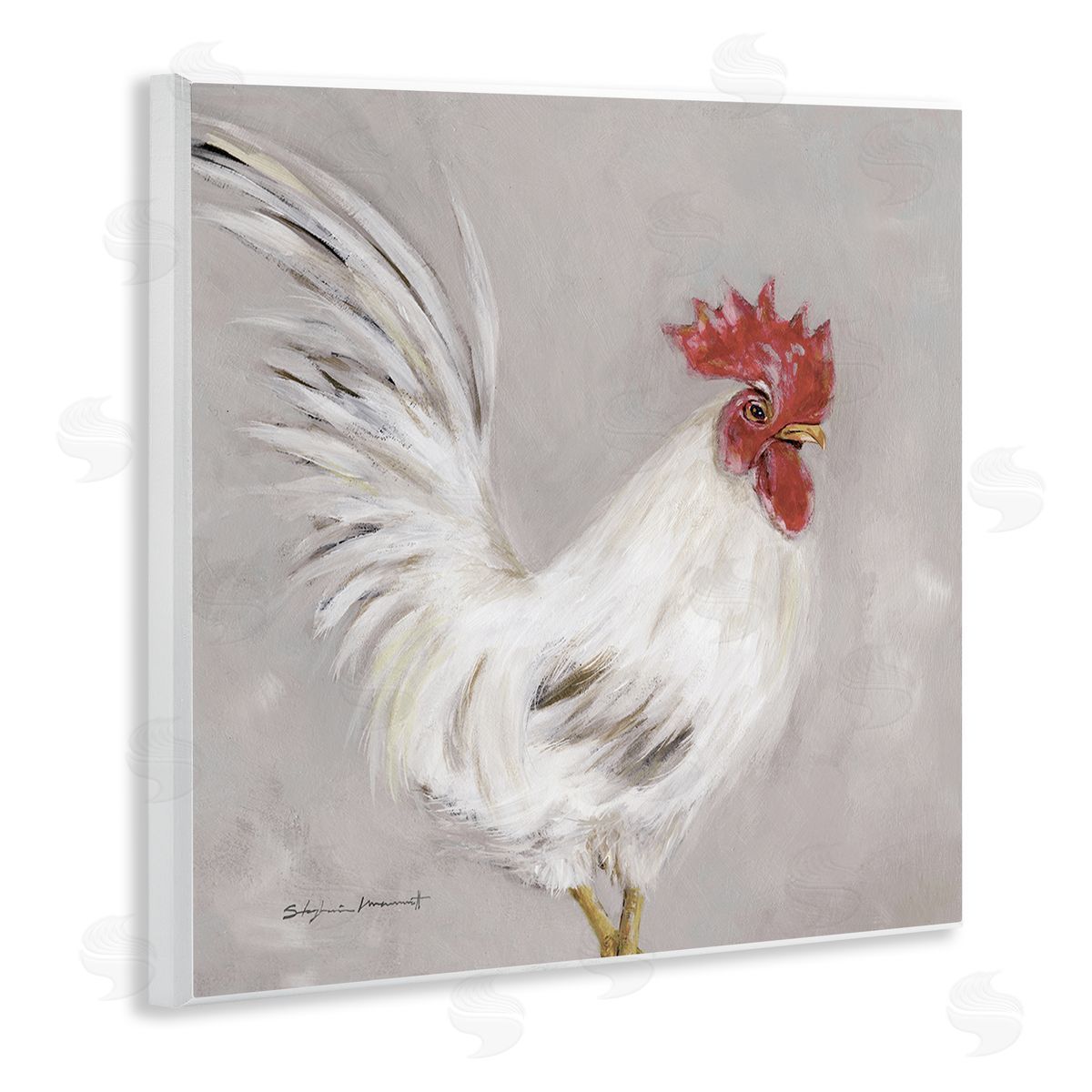 Stephanie Workman Marrott Country Chicken Hen Portrait Wooden Wall Plaque Art Print