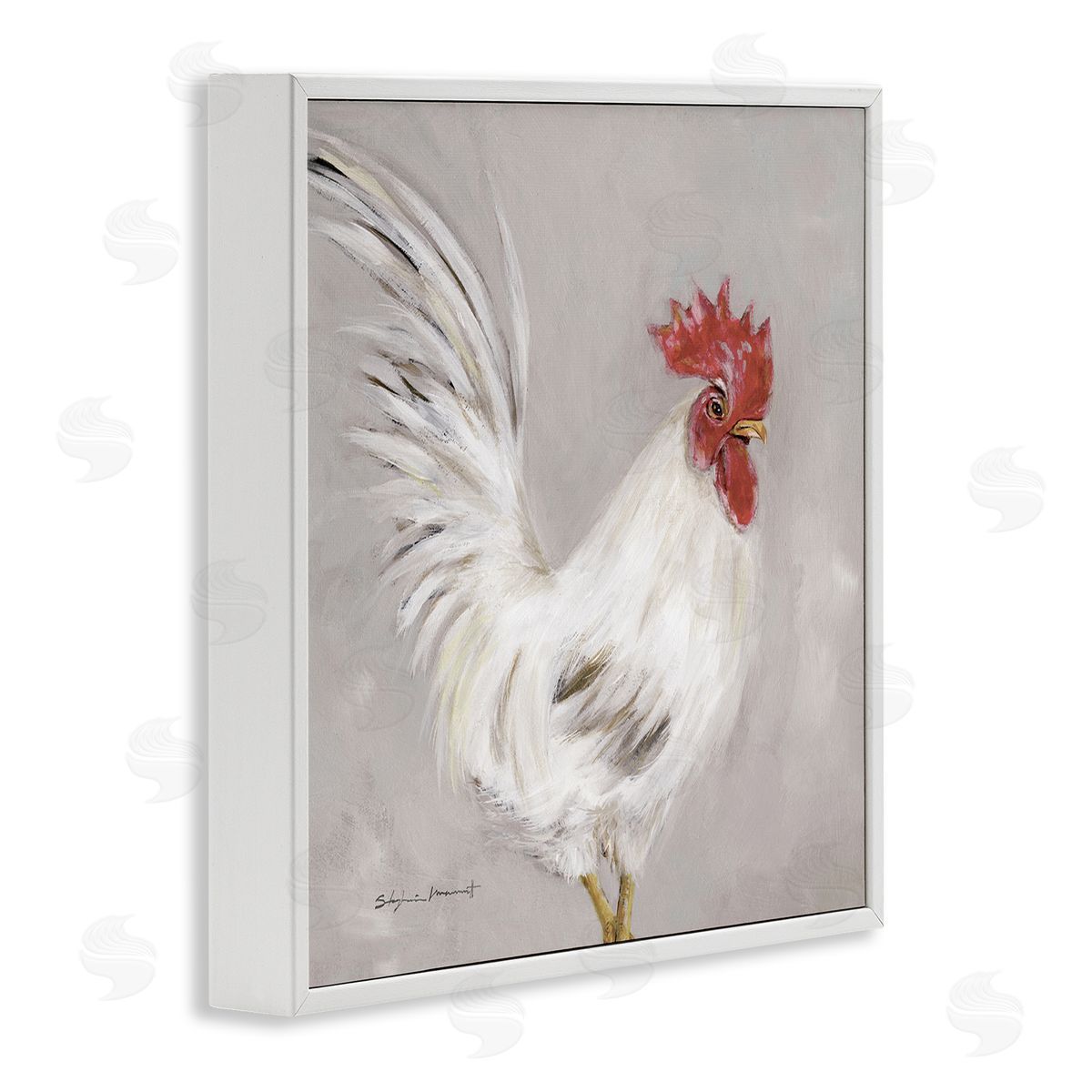 Stephanie Workman Marrott Country Chicken Hen Portrait White Framed Glicee Wall Art Print