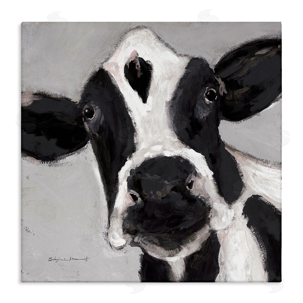 Stephanie Workman Marrott Country Cow Farmhouse Portrait Stretched Canvas Wall Art Print