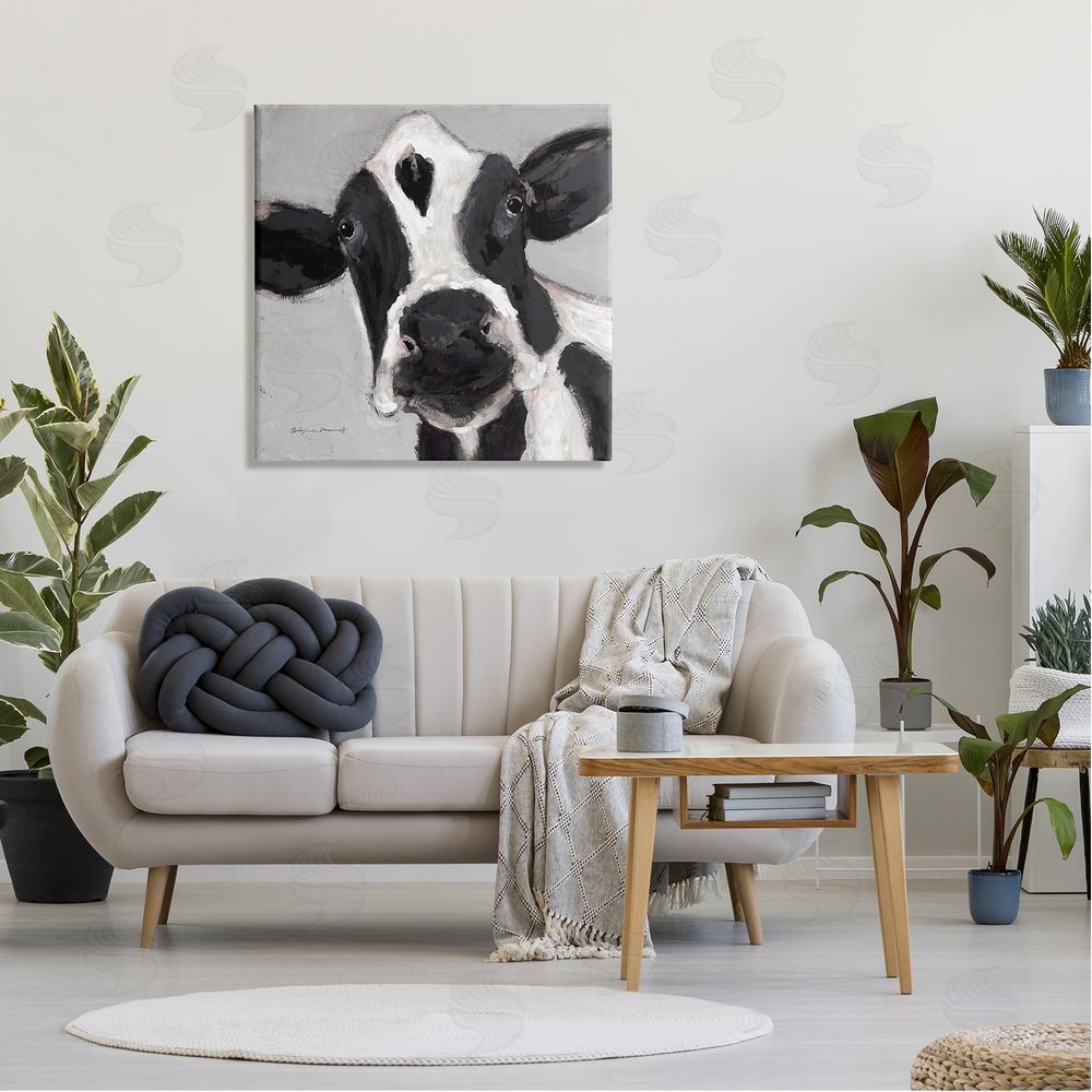 Stephanie Workman Marrott Country Cow Farmhouse Portrait Canvas Wall Art in Room