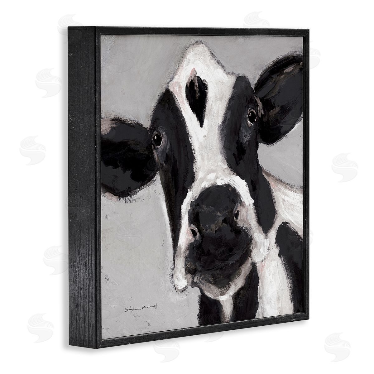 Stephanie Workman Marrott Country Cow Farmhouse Portrait Black Framed Glicee Wall Art Print