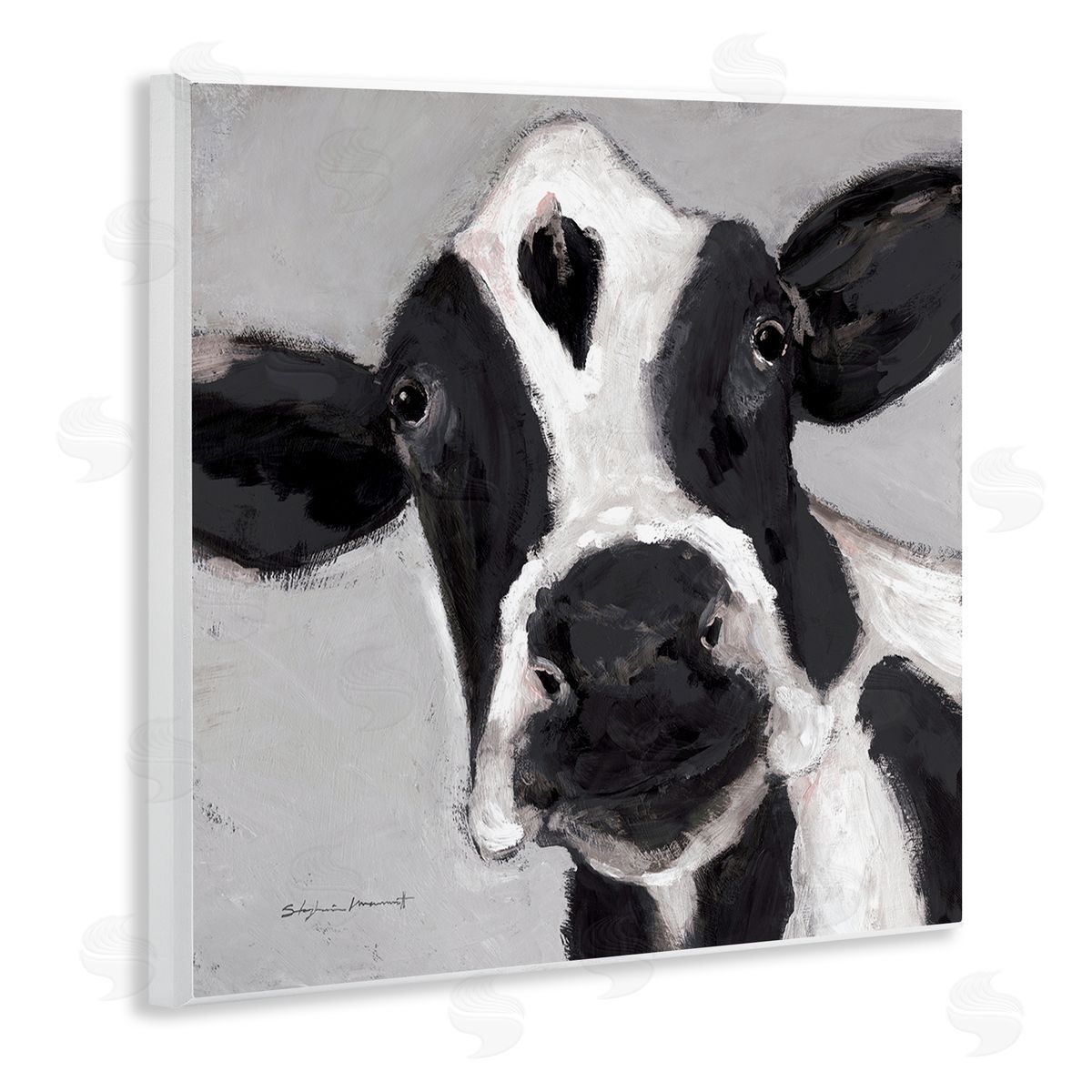 Stephanie Workman Marrott Country Cow Farmhouse Portrait Wooden Wall Plaque Art Print