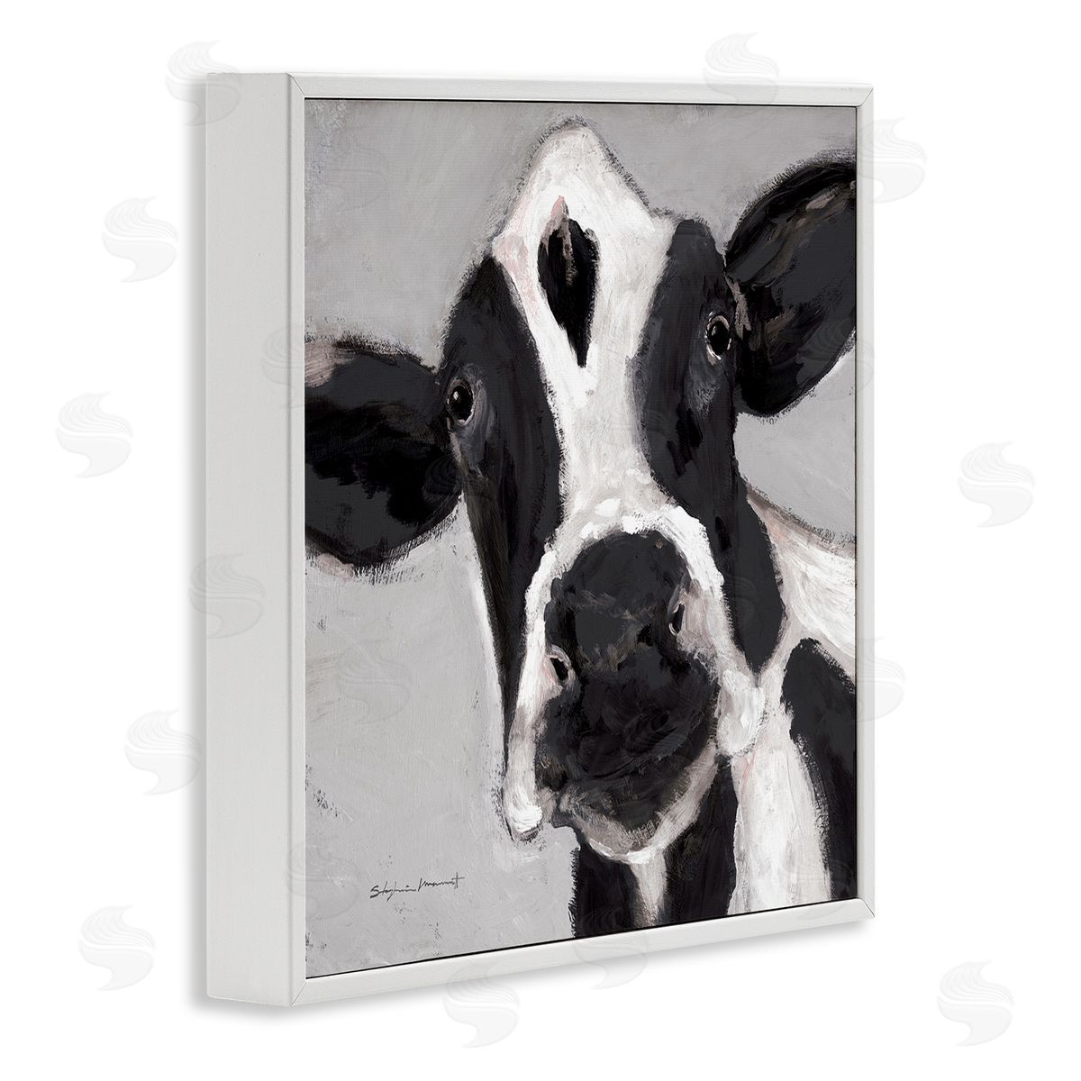 Stephanie Workman Marrott Country Cow Farmhouse Portrait White Framed Glicee Wall Art Print