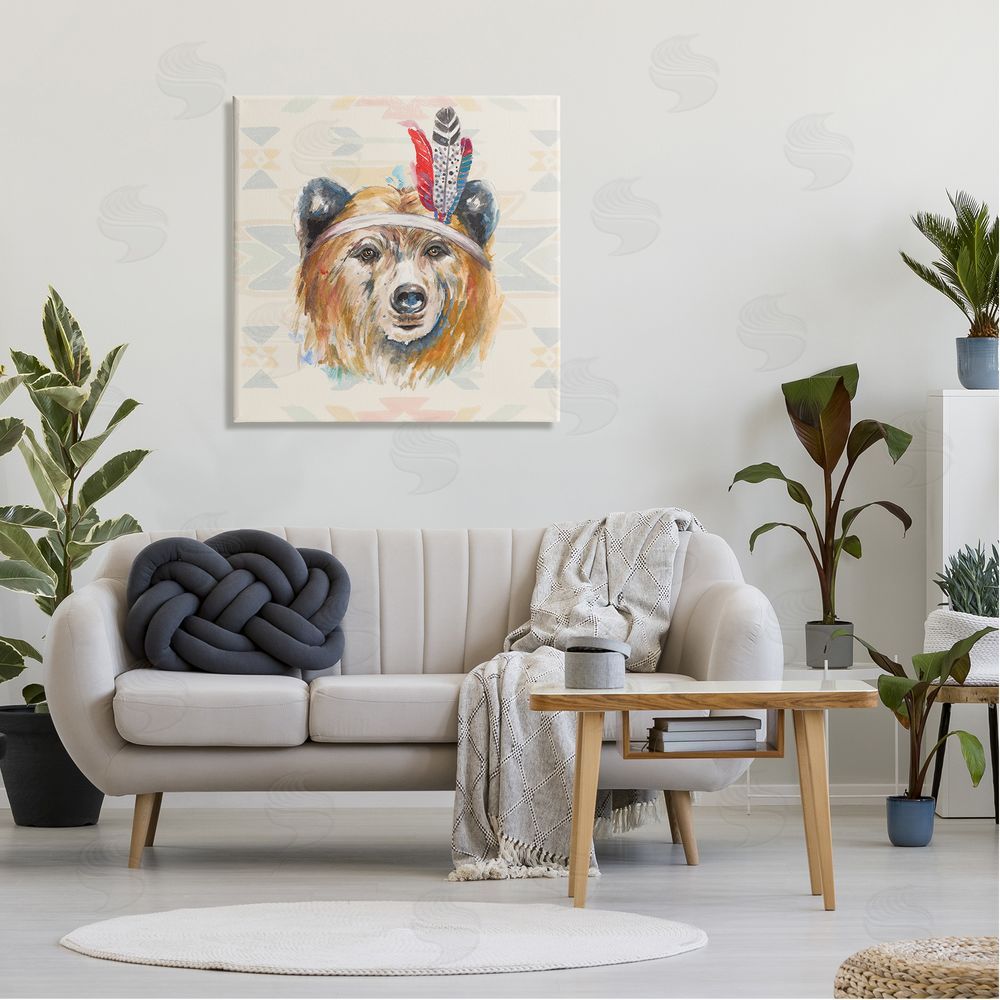 Patricia Pinto Indigenous Bear Geometric Wildlife Canvas Wall Art in Room