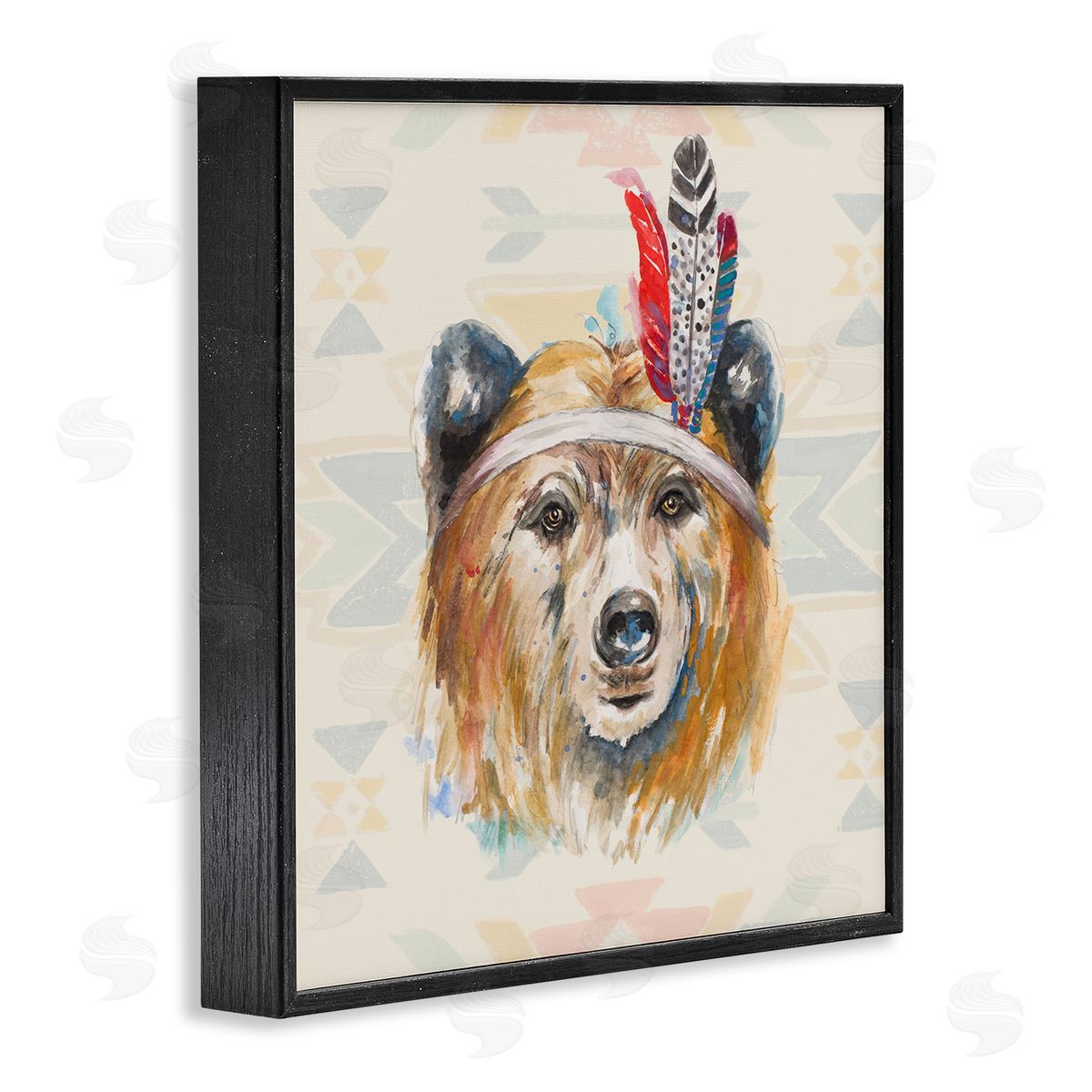 Patricia Pinto Indigenous Bear Geometric Wildlife Black Framed Glicee Wall Art Print