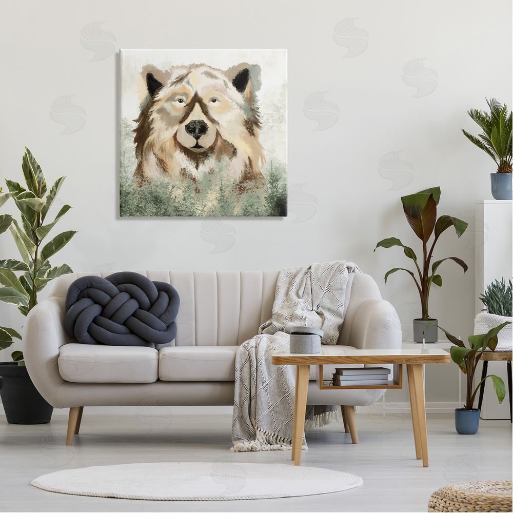 Elizabeth Medley Bear Wildlife Nature Forest Trees Canvas Wall Art in Room