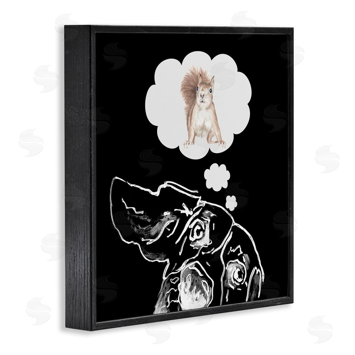 Patricia Pinto Funny Dog Dreaming Squirrel Pet Black Framed Glicee Wall Art Print