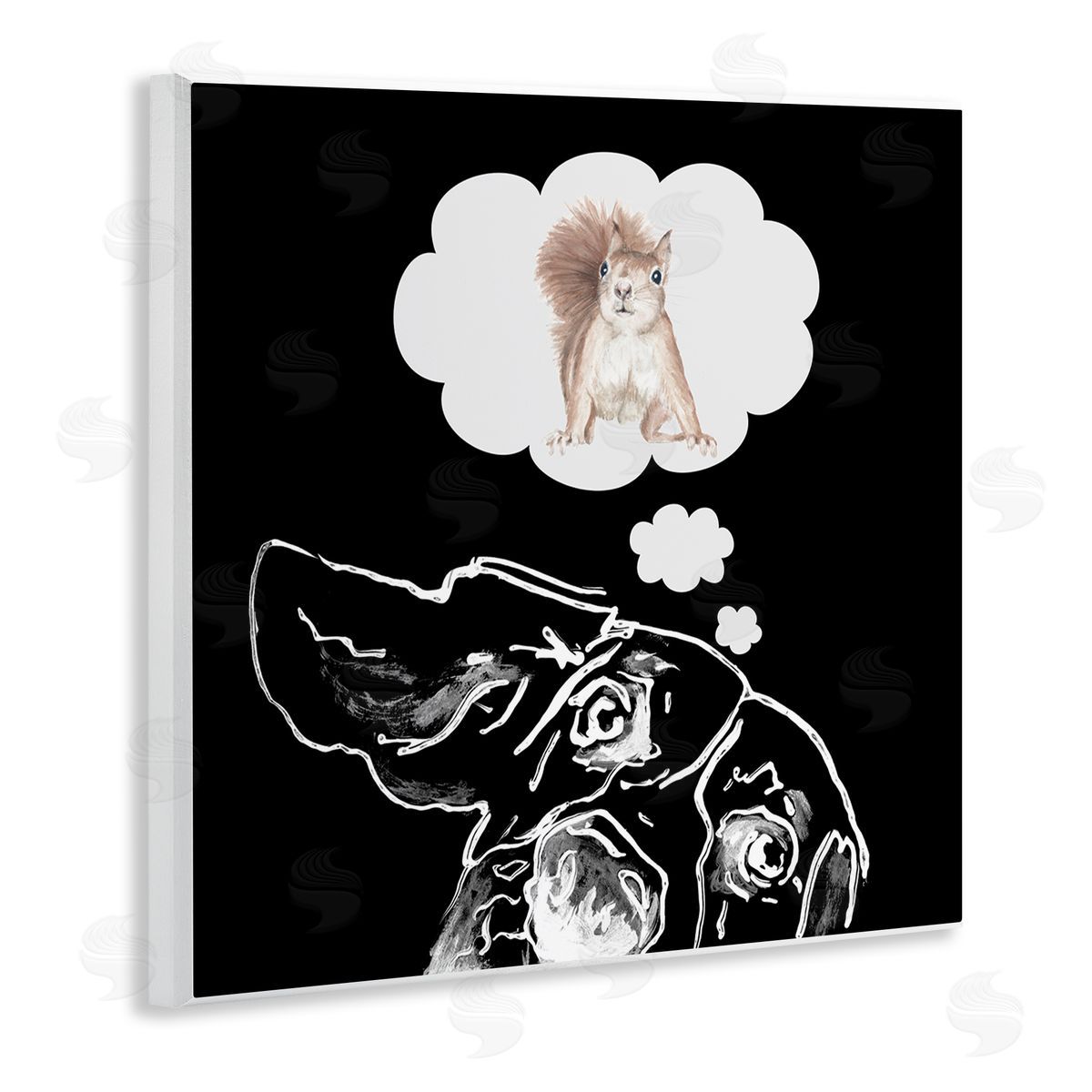 Patricia Pinto Funny Dog Dreaming Squirrel Pet Wooden Wall Plaque Art Print