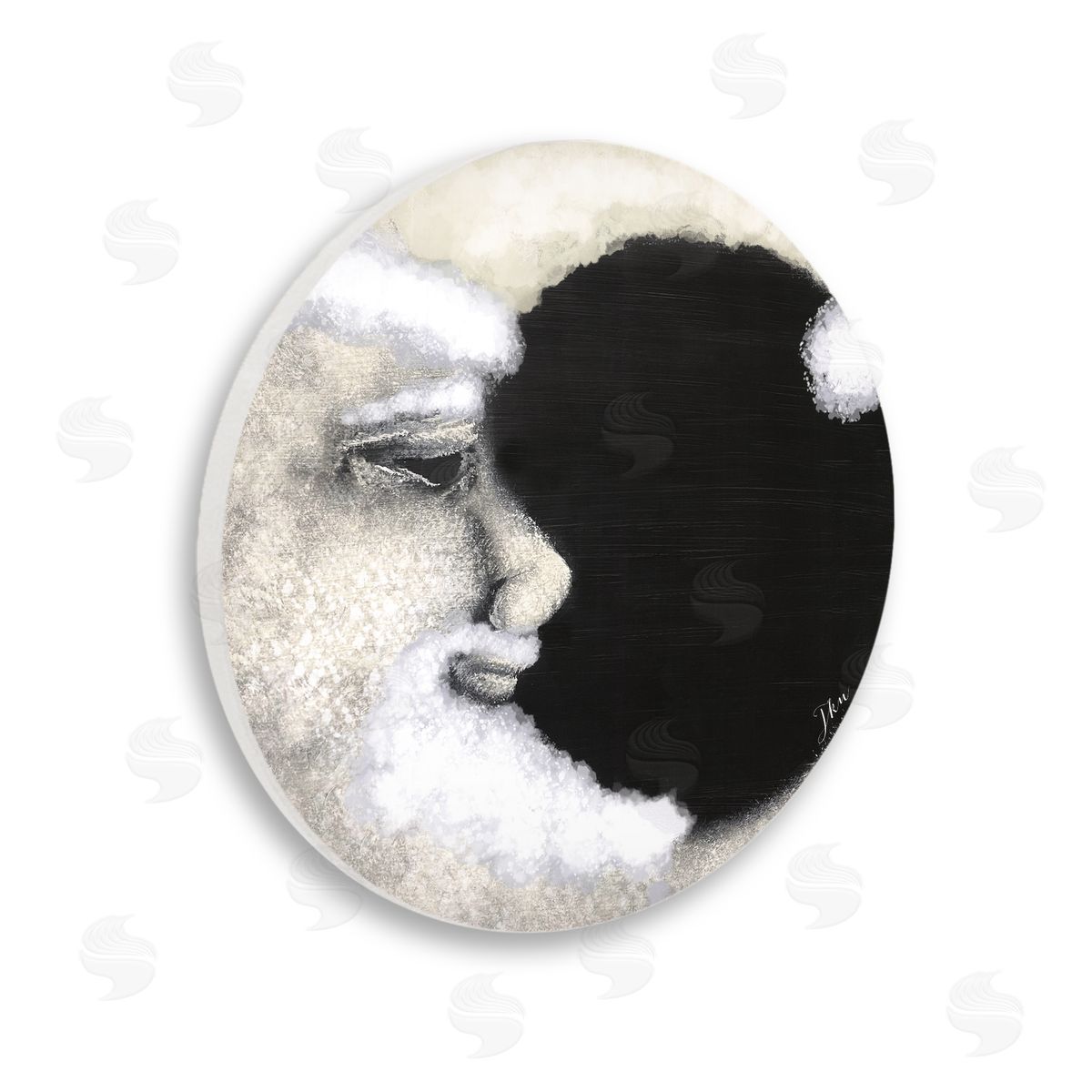 Julie Norkus Smiling Nighttime Moon Astronomy  Wooden Wall Plaque Art Print