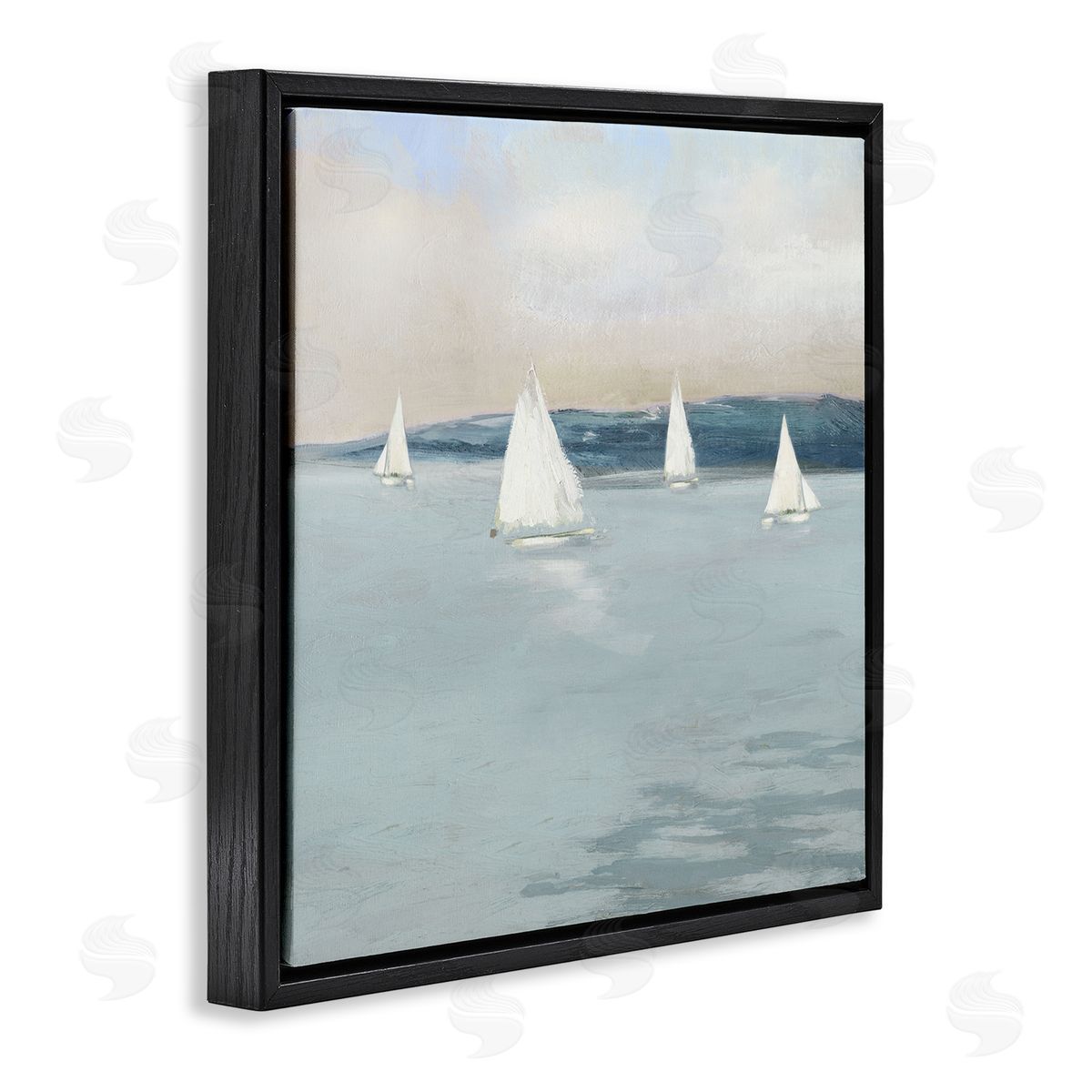 Sally Swatland Coastal Sailing Seascape Boats Black Floating Frame Canvas Wall Art Print