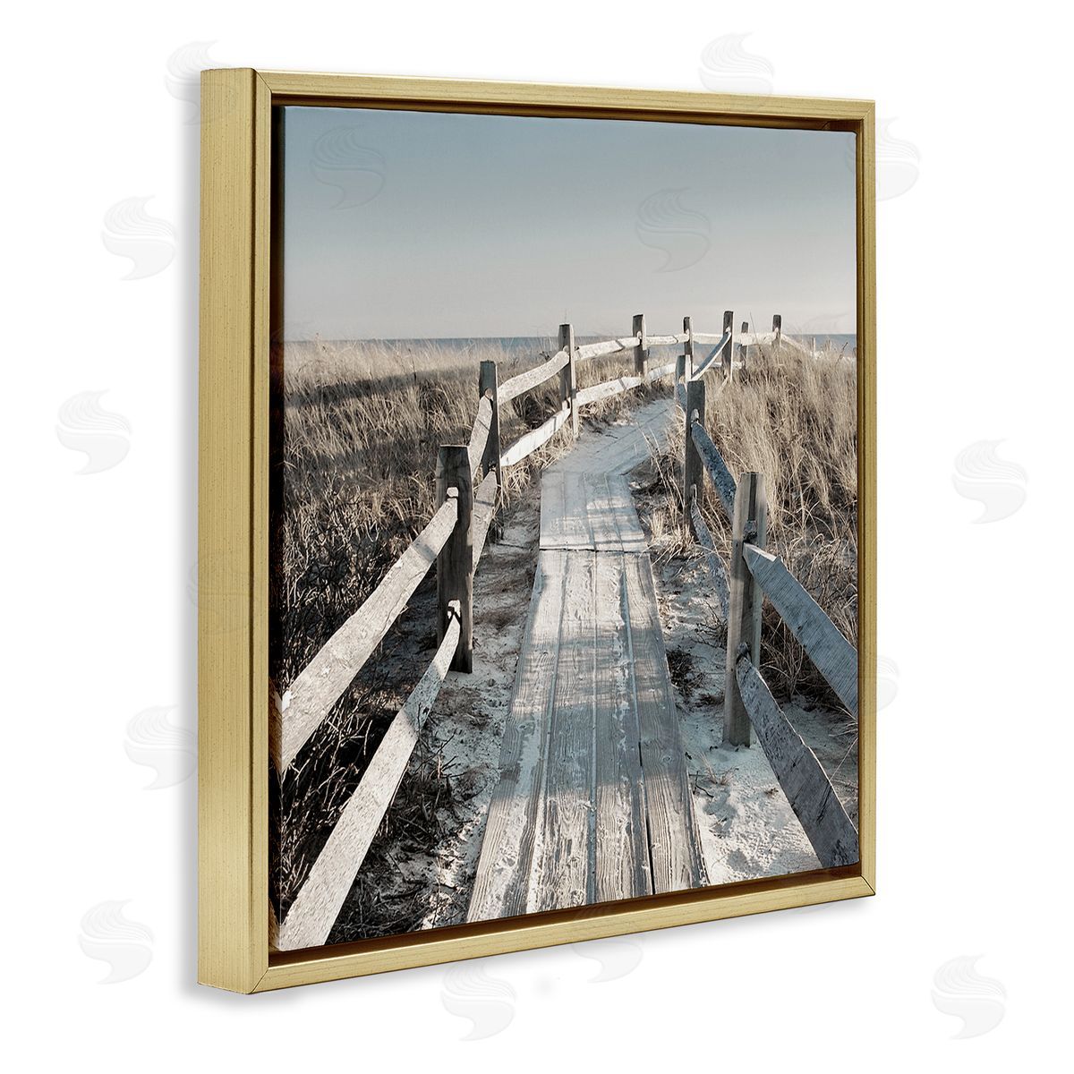 Danita Delimont Seaside Boardwalk Coastal Beach Gold Floating Frame Canvas Wall Art Print